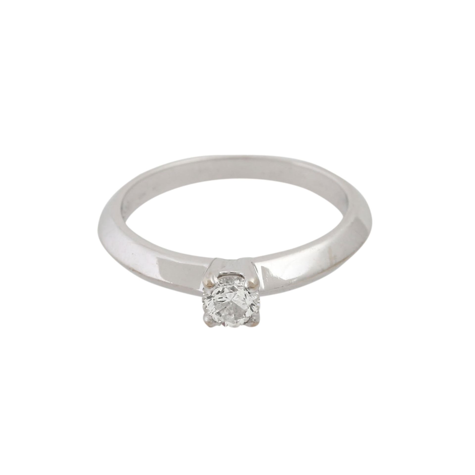 Ring mit kleinem Brillant ca. 0,20 ct,ca. WEISS (H)/SI, WG 14K, Ringweite 49, 21. Jh., - Bild 2 aus 5