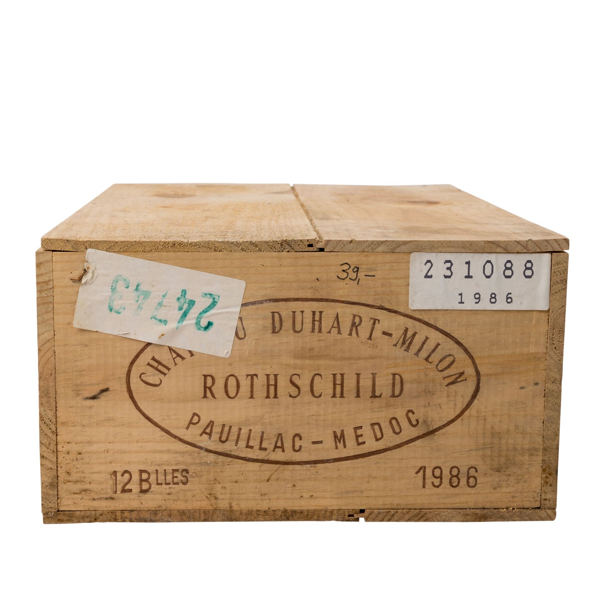 CHÂTEAU DUHART-MILON 12 Flaschen BARON DE ROTHSCHILD in ungeöffneter Holzkiste, 1985 - Image 2 of 2