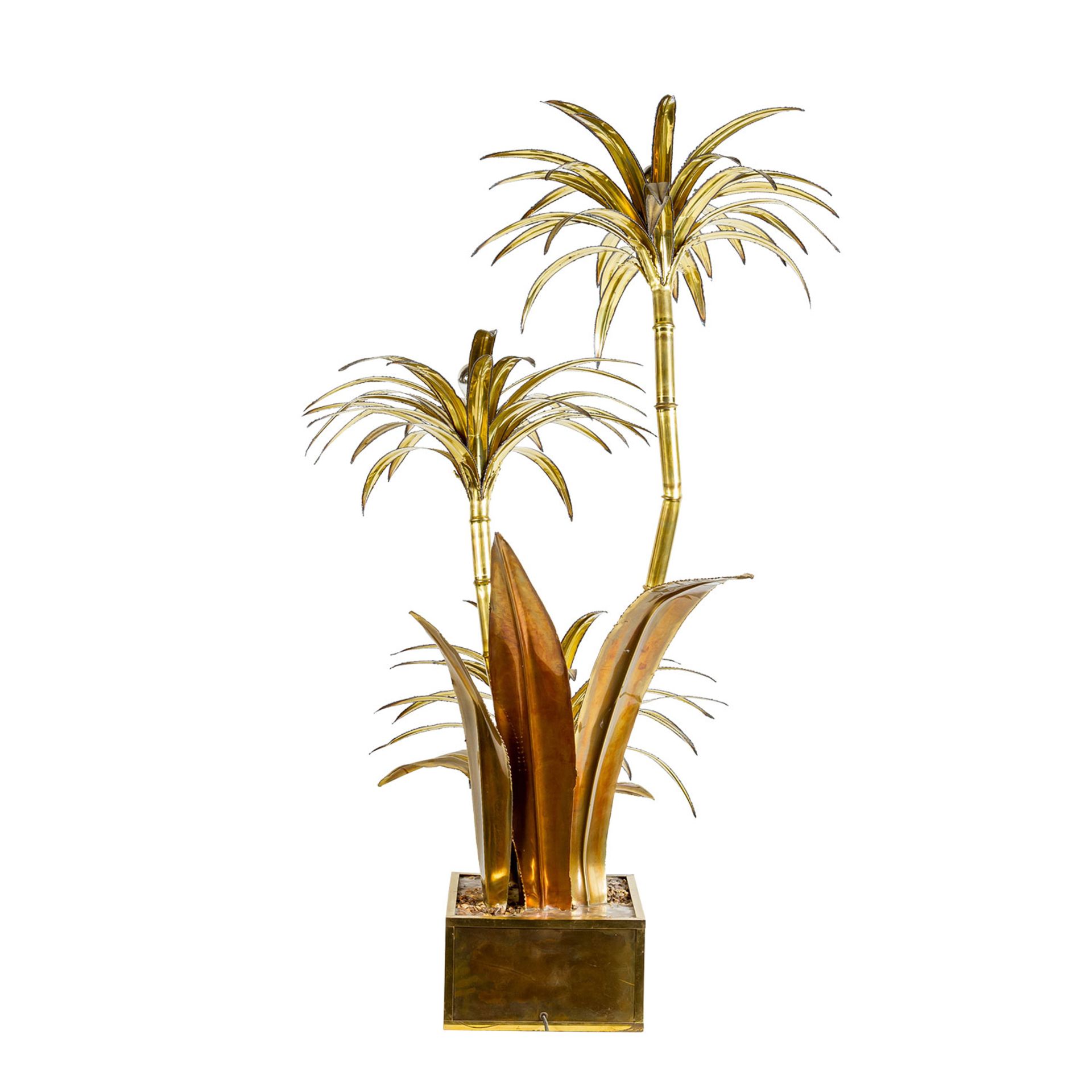 STEHLEUCHTEWohl Maison Jansen, 70er Jahre, Messing, Lampe in Form einer Palme mit drei - Bild 3 aus 4