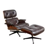 RAY & CHARLES EAMES, "Lounge Chair mit Ottomane",1980-90er Jahre, Entwurf: 1956, Herma