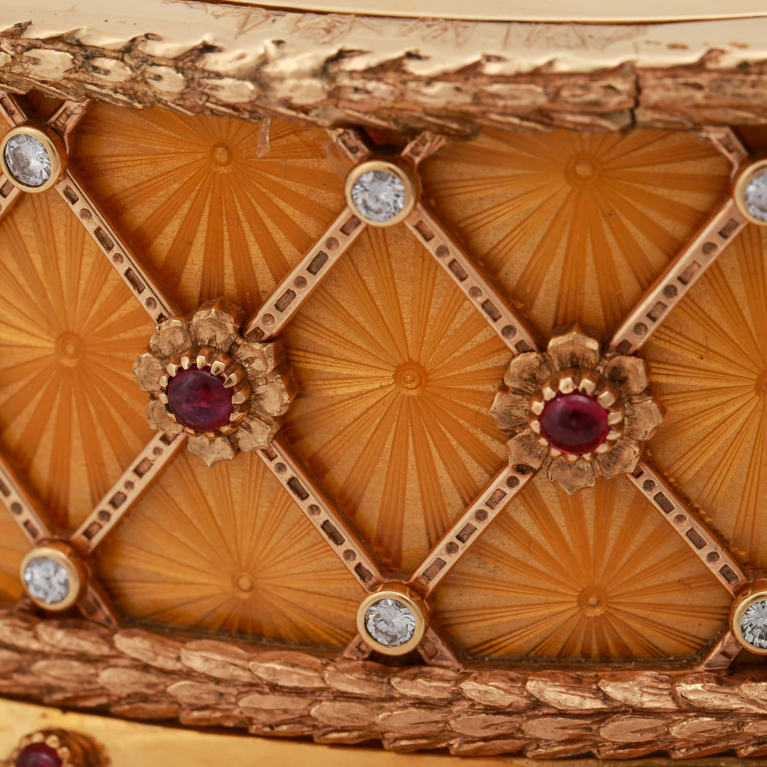 Massivgoldene Schatulle im Fabergé-Stil,mit Brillanten zus. ca. 3,8 ct u. Rubincaboch - Image 9 of 9