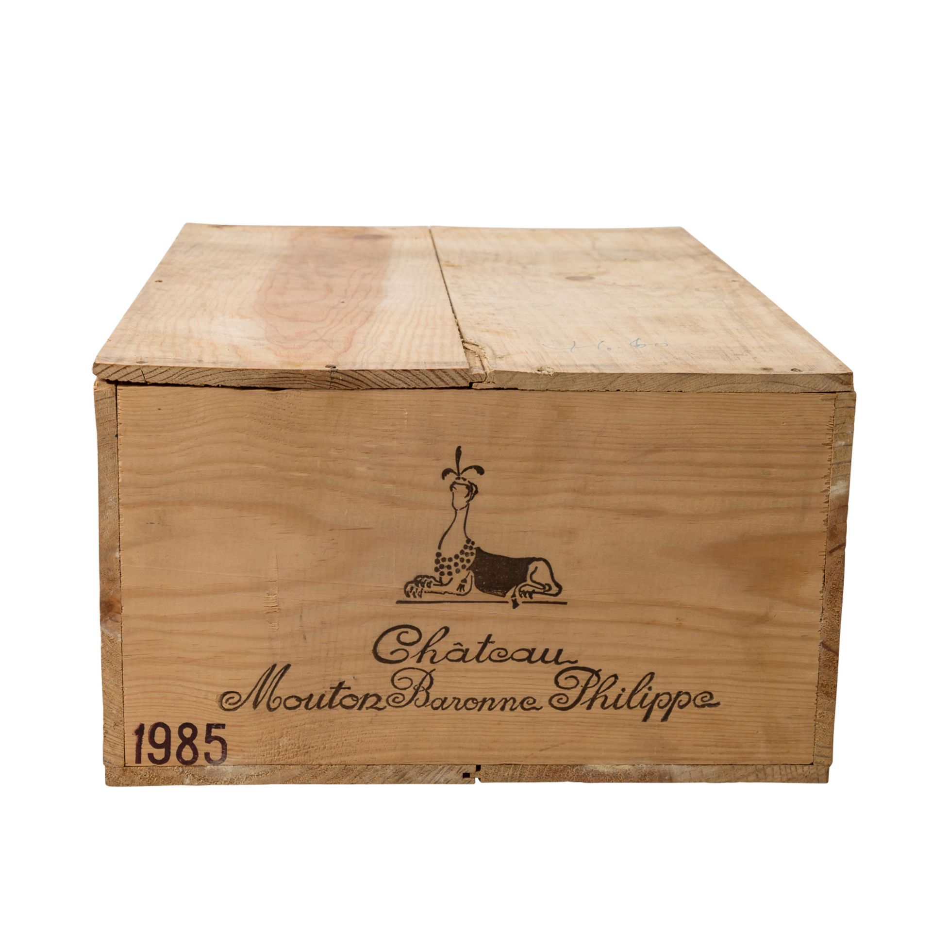 CHÂTEAU MOUTON 12 Flaschen BARONNE PHILIPPE in ungeöffneter Holzkiste, 1985Regio - Image 2 of 2