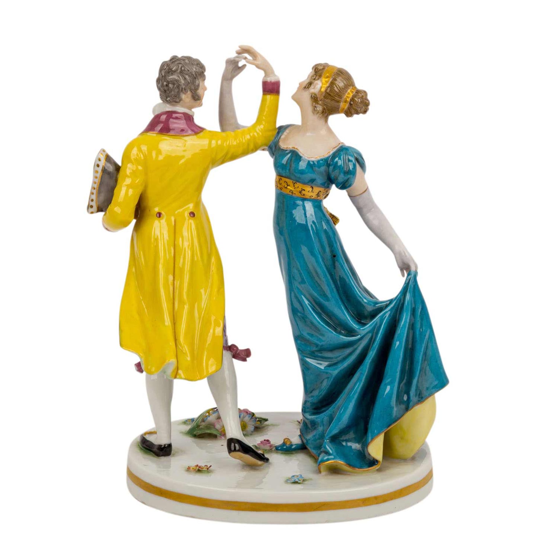 DRESSEL, KISTER&CO. 'Tanzpaar', nach 1907.Galantes Tanzpaar, gekleidet im Stil um 1800 - Image 3 of 6