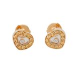 CHOPARD Ohrstecker "Happy Diamonds"mit 24 gelben Saphiren, zus. ca. 0,43 ct und 2 Bril