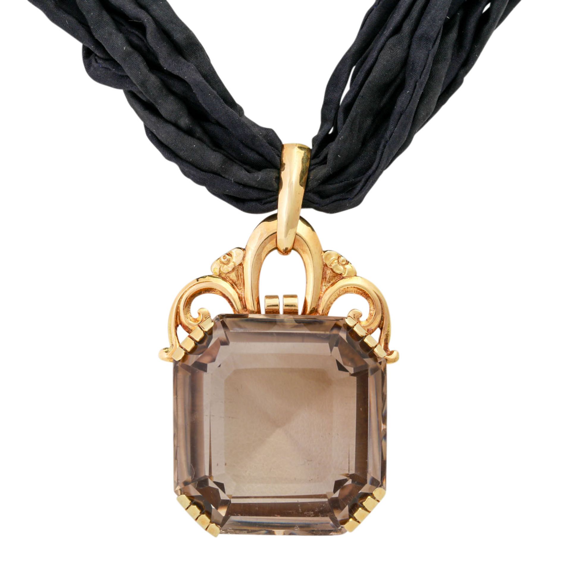 Collier mit Rauchquarzim achteckigen Treppenschliff 3x3 cm, gefasst in GG 14K an mehrs - Image 2 of 4