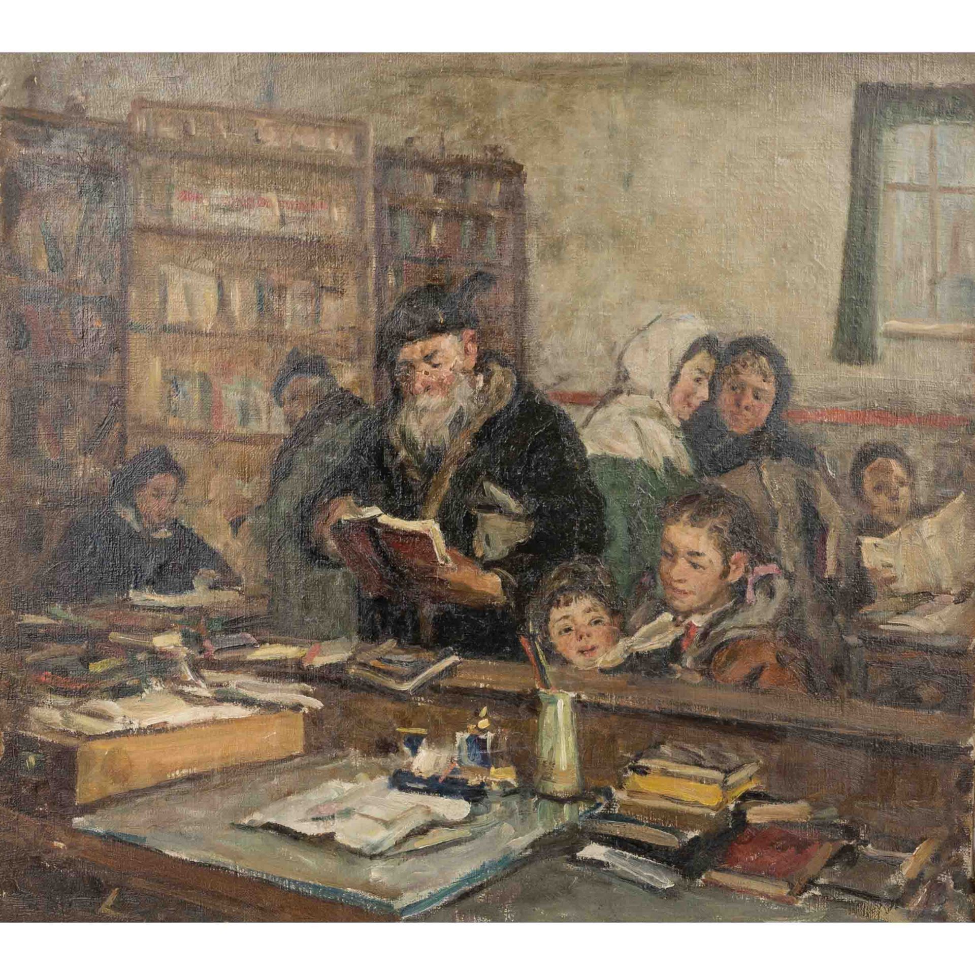 HARTCHENKO, BORIS (auch Kharchenko, 1927-1985, russ. Künstler), "In der Dorfbibliothek",<br