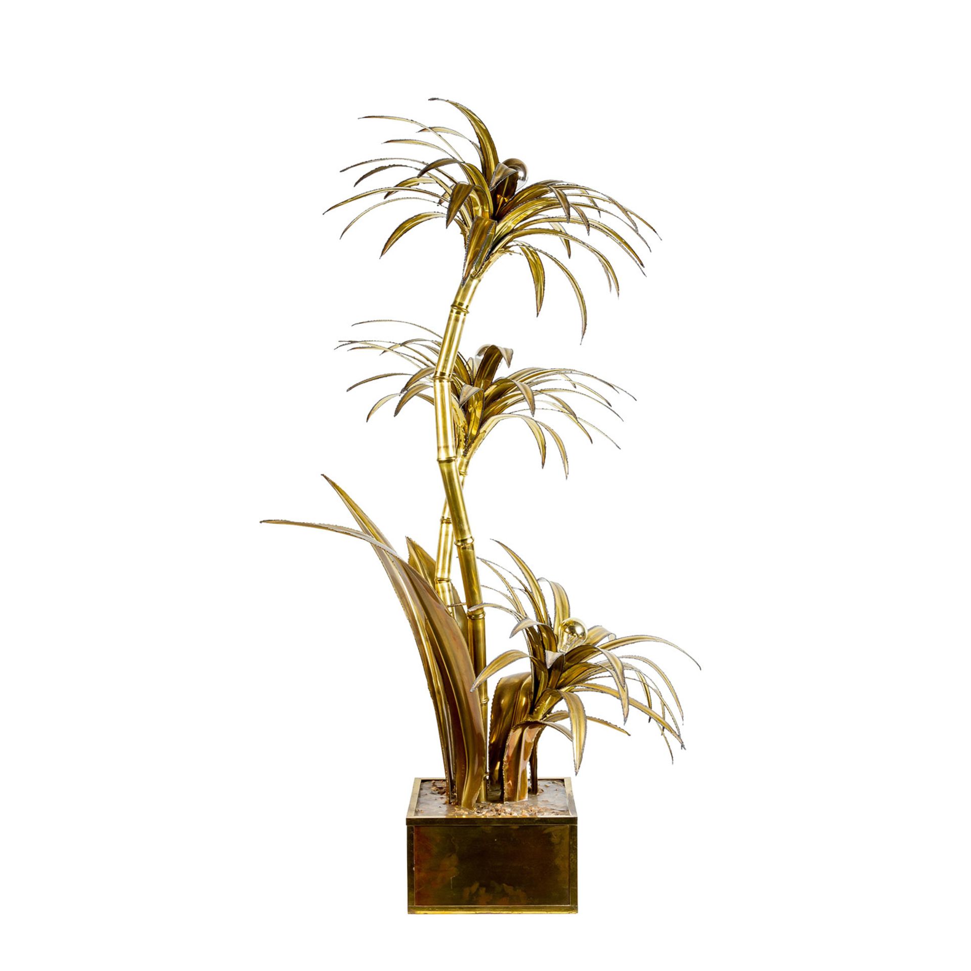 STEHLEUCHTEWohl Maison Jansen, 70er Jahre, Messing, Lampe in Form einer Palme mit drei - Bild 4 aus 4