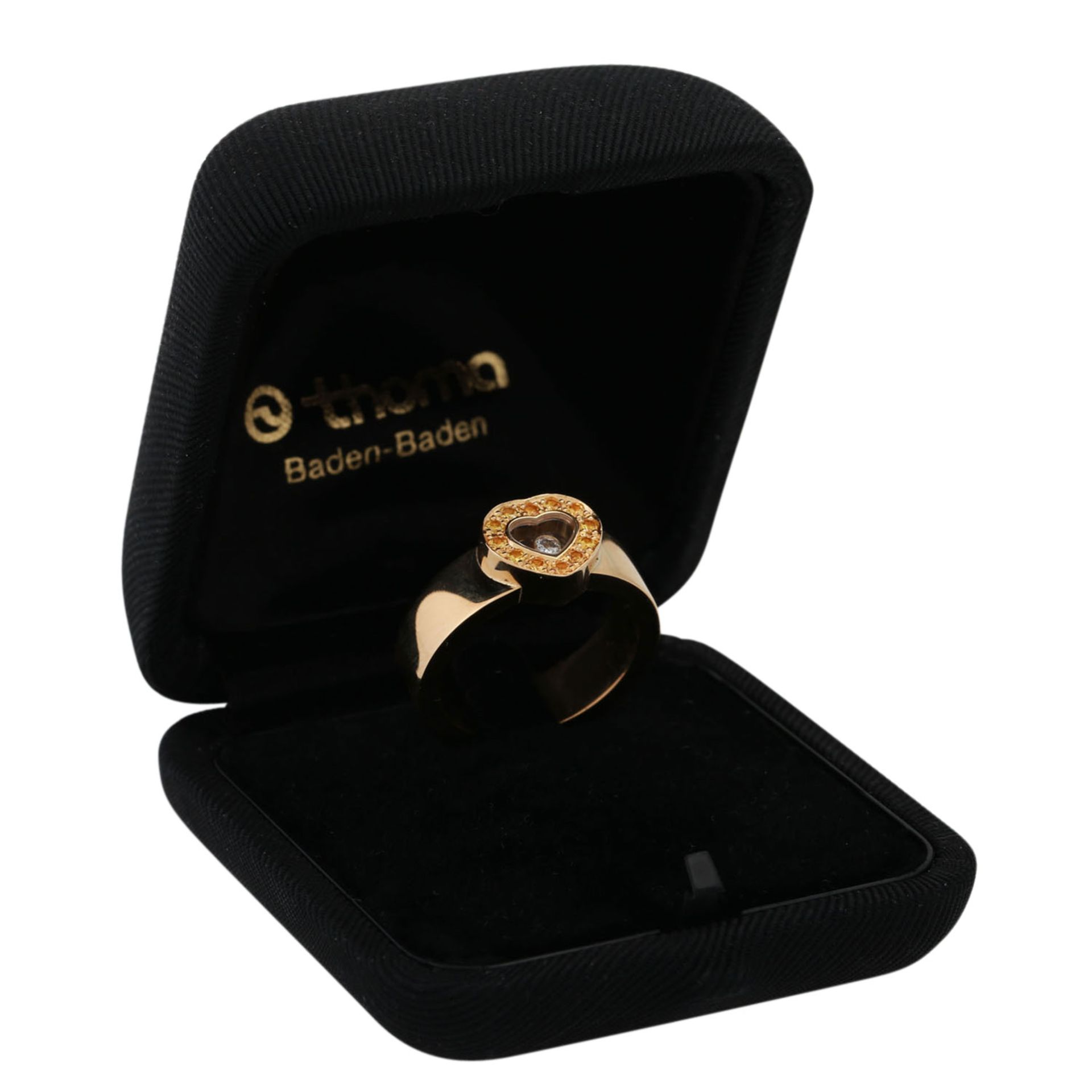 CHOPARD Ring "Happy Diamonds"mit 12 gelben Saphiren, zus. ca. 0,25 ct und 1 Brillant v - Bild 6 aus 6