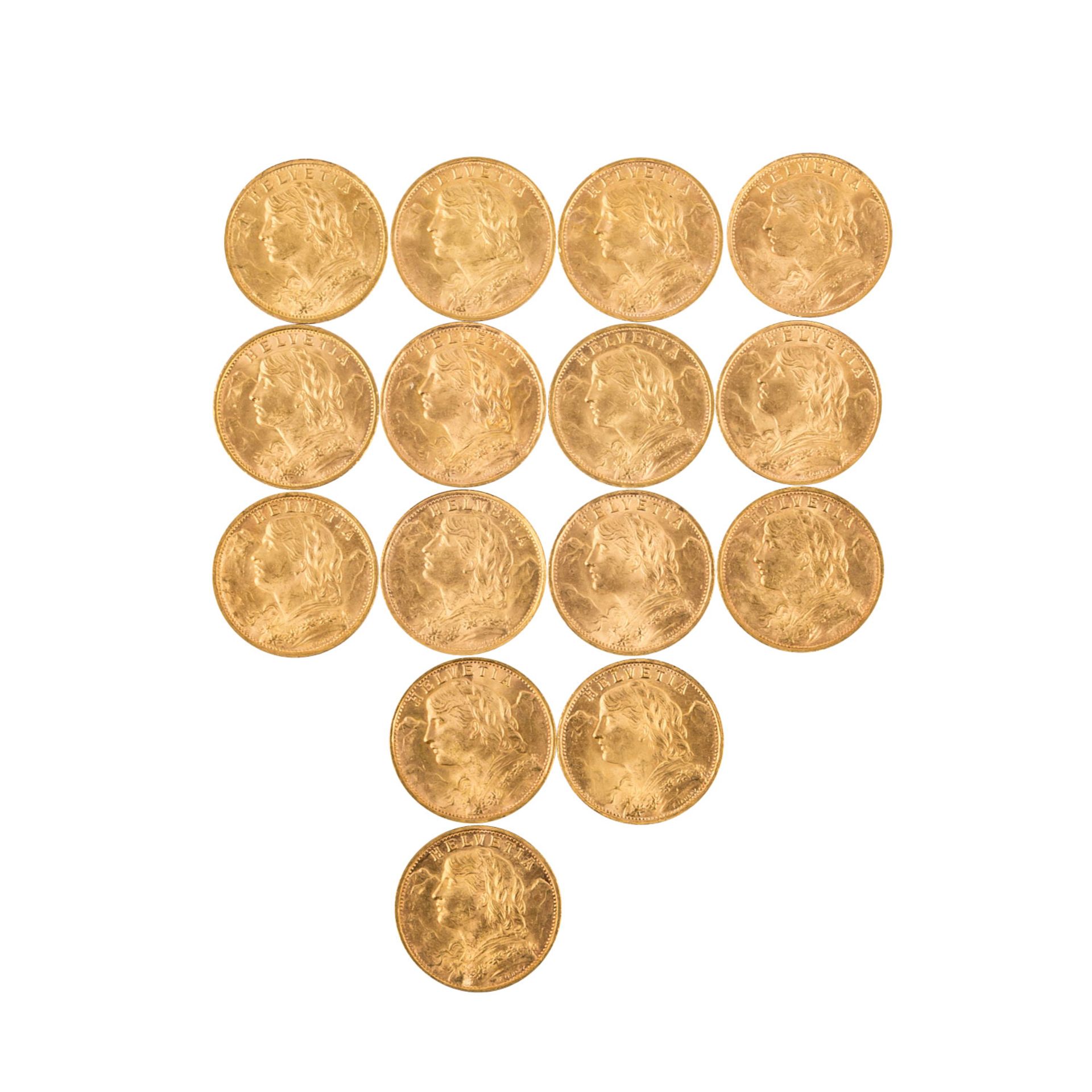 Schweiz/GOLD - 15 x 20 Franken Vreneli, - Bild 3 aus 3