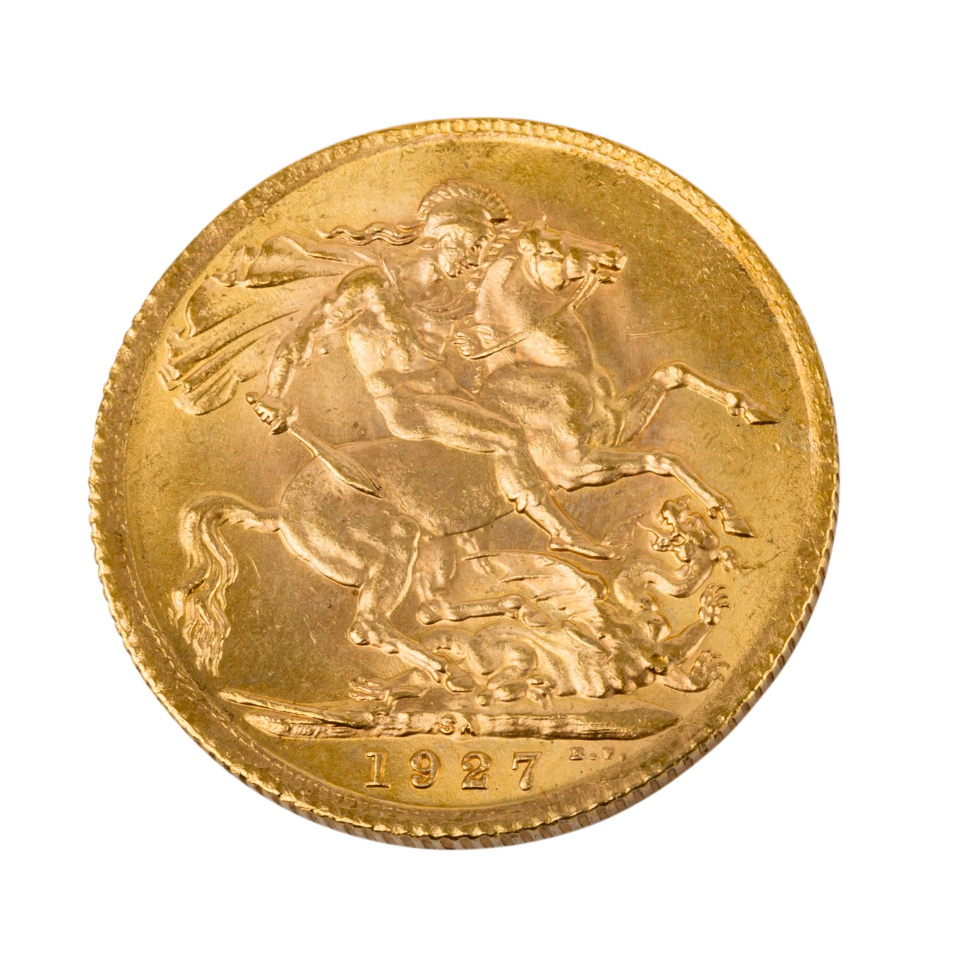 Südafrika/GOLD - 1 Sovereign 1927 SA, Georg V.,< - Bild 3 aus 3