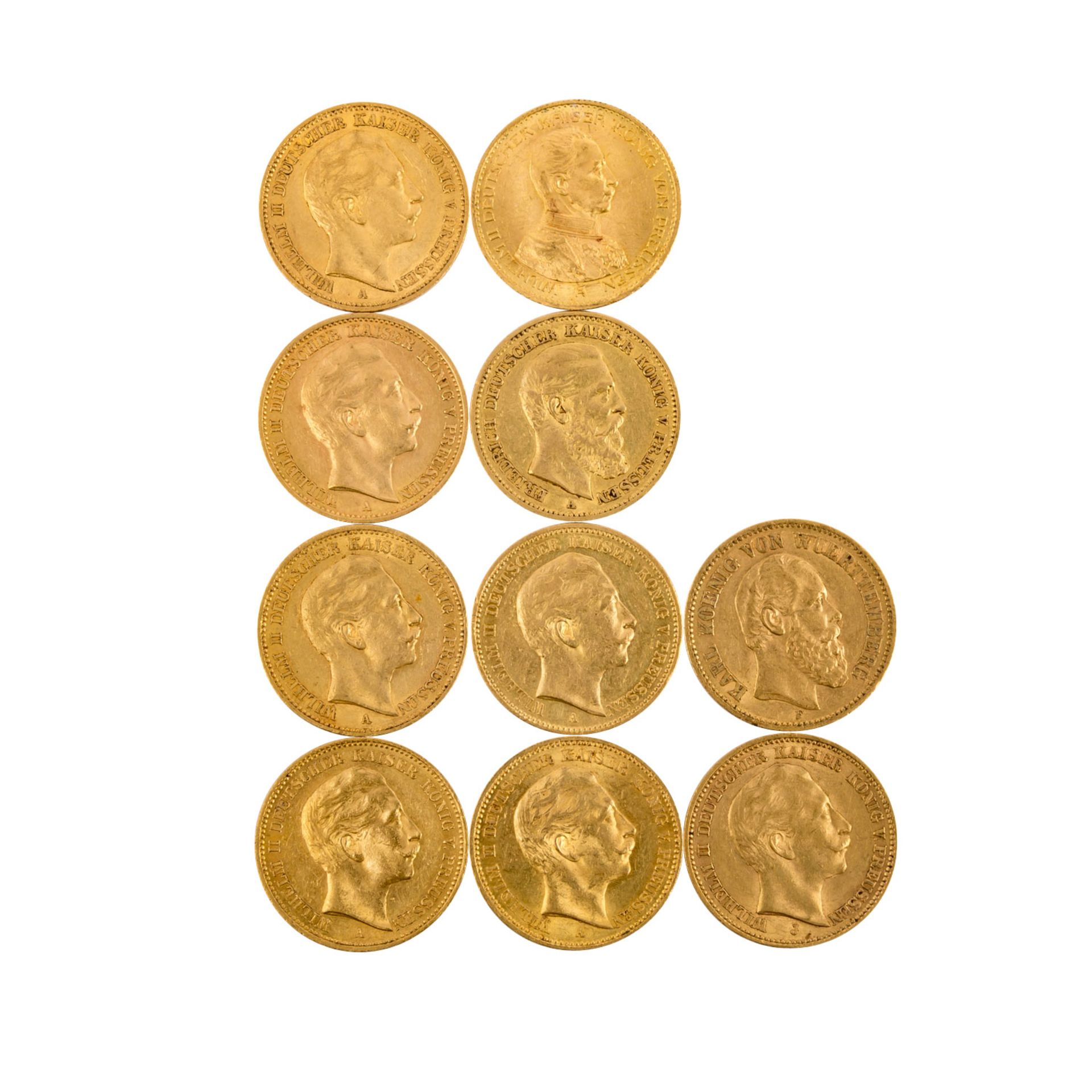 Dt. Kaiserreich/GOLD - 10 x 20 Goldmark, darunter