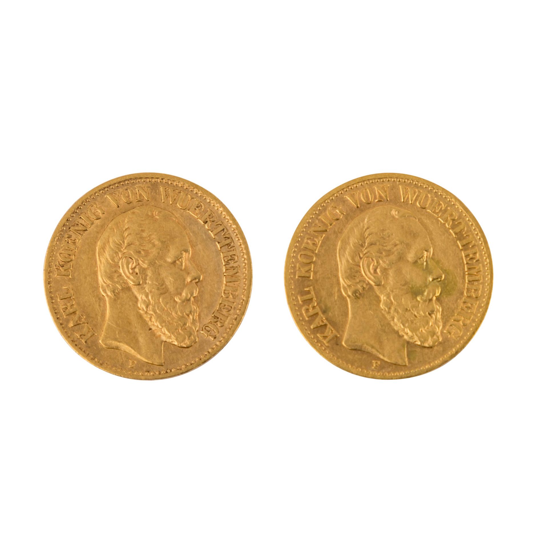 Württemberg/GOLD - 2 x 10 Mark 1888 F,<