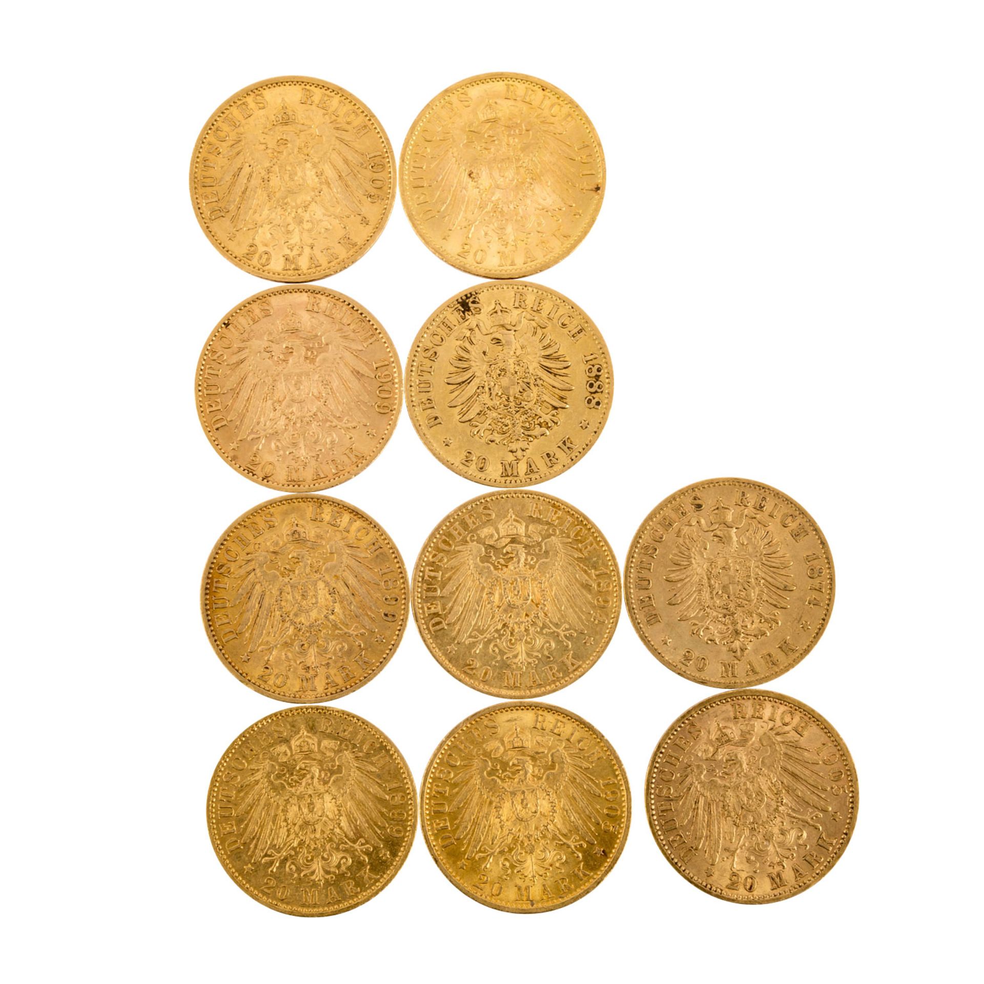 Dt. Kaiserreich/GOLD - 10 x 20 Goldmark, darunter - Bild 2 aus 2