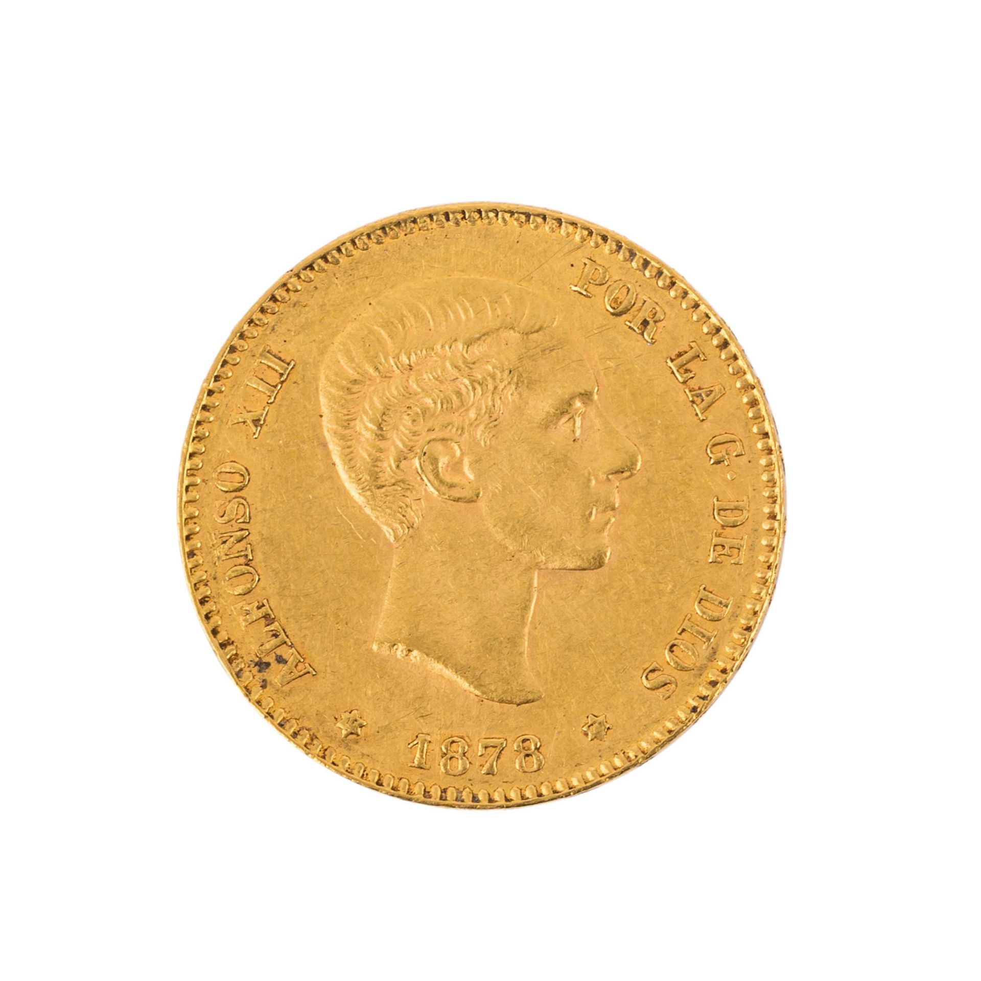 Spanien/GOLD - 25 Peseten 1878, Alfonso XII., ss.,