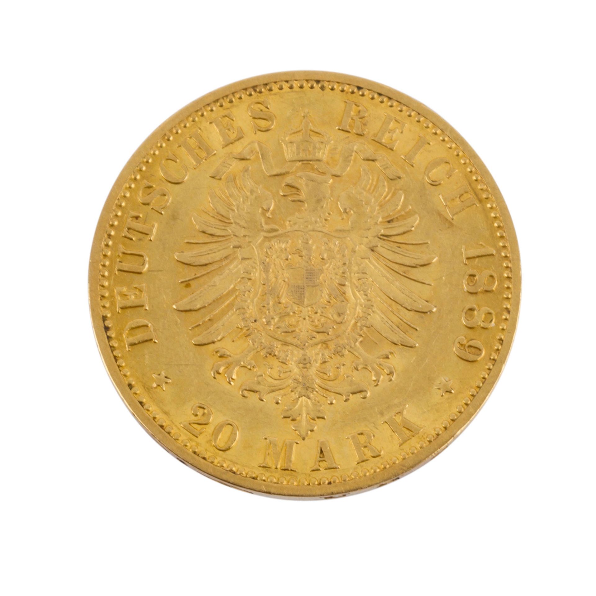 Preussen/GOLD - 20 Mark 1889 A Wilhelm II., - Bild 2 aus 2