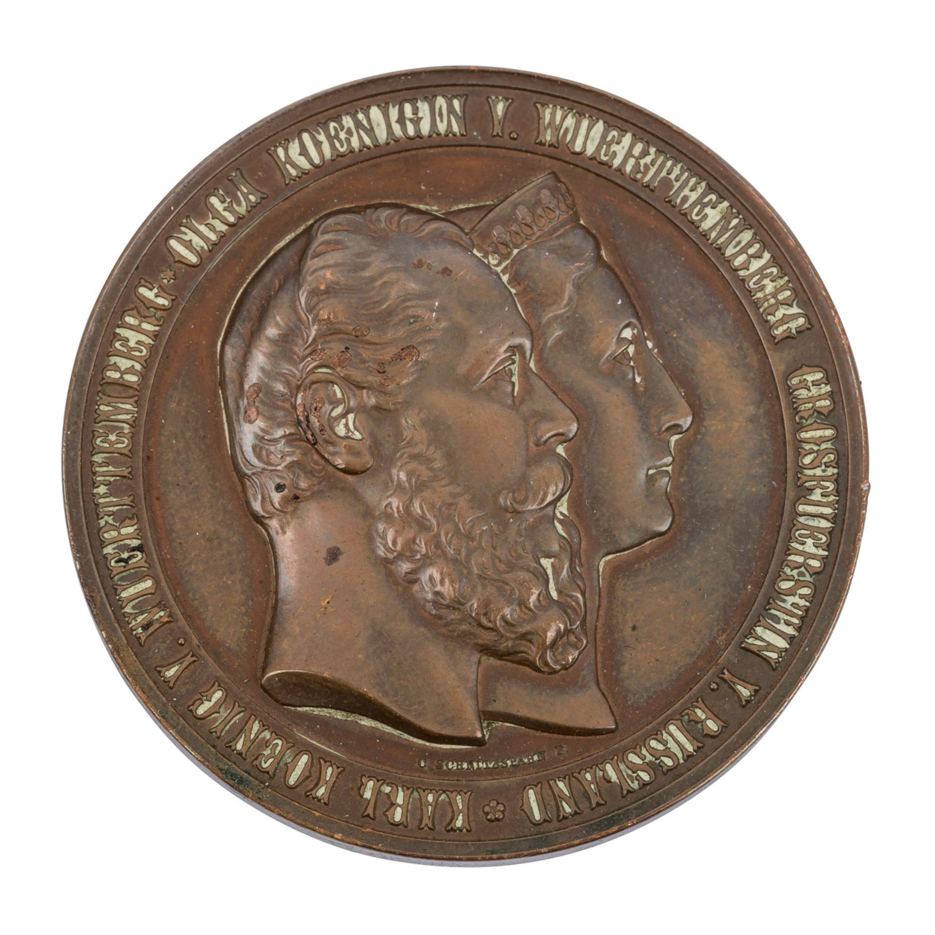 Württemberg - Bronzemedaille 1871, Karl und Olga von Württemberg,<b