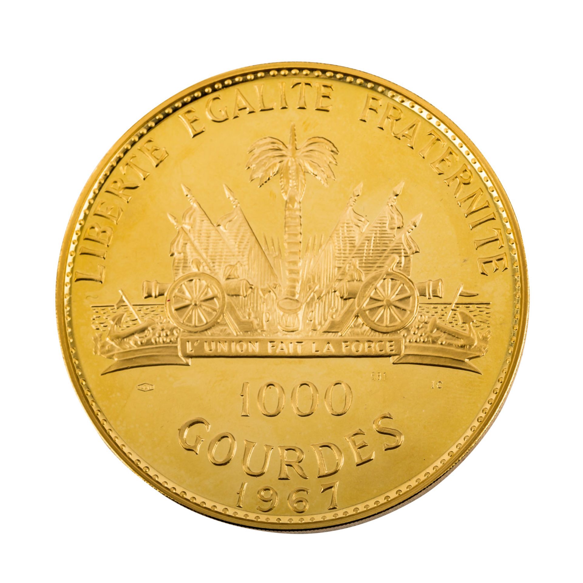 Haiti - 1000 Gourdes 1967, 197,4 Gramm Raugewicht, - Bild 2 aus 2