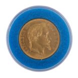 Frankreich/Gold - 50 Francs 1866/A, Napoleon III. Empereur bekränzt,<