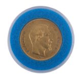 Frankreich/Gold - 50 Francs 1858/A, Napoleon III. Empereur, ss-vz.,