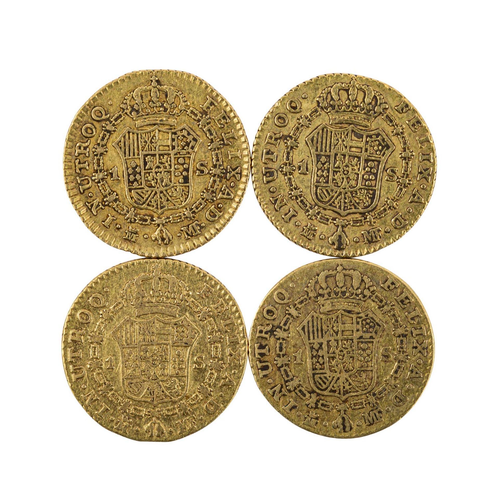 Spanien/GOLD - Konvolut: 4 x 1 Escudo - Bild 2 aus 2