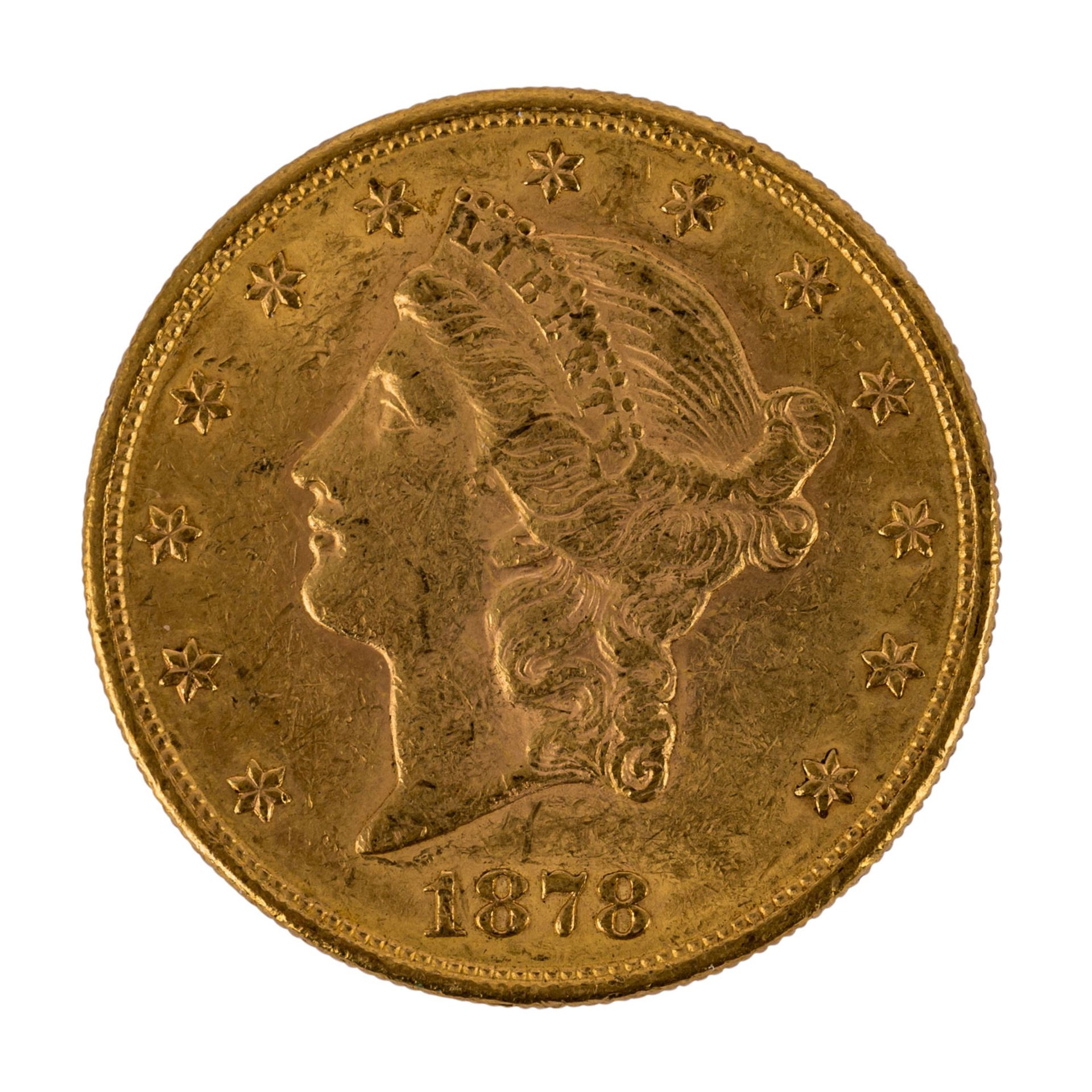 USA/GOLD - 20 Dollars 1878 Liberty Head, - Bild 2 aus 2