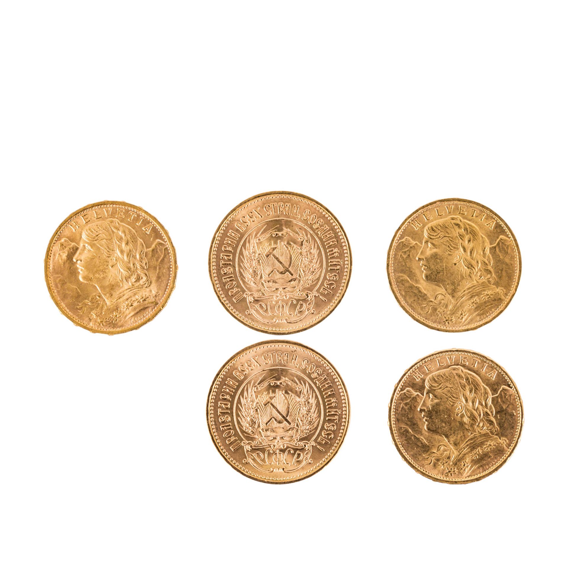 Russland/Schweiz/GOLD - 2 x 10 Rubel Tscherwonez 1976 sowie - Bild 2 aus 2