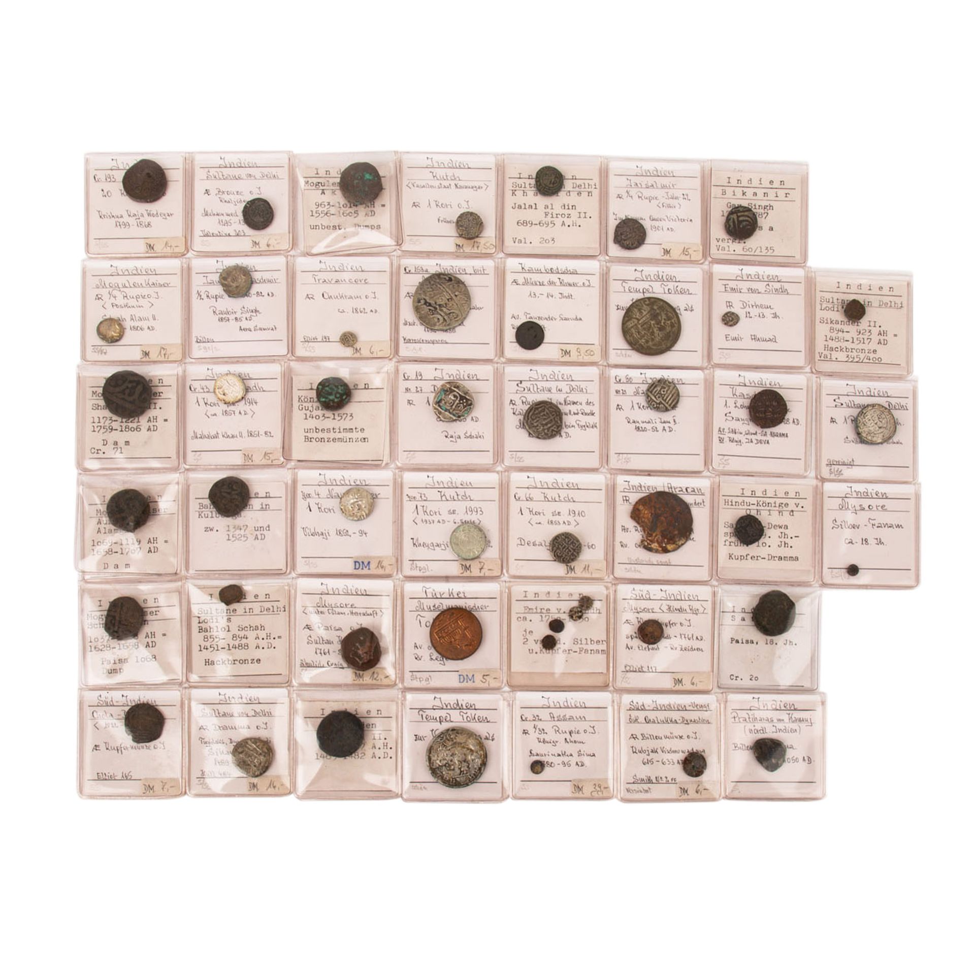 Indien - Konvolut indischer Münzen,alle mit Beschreibungen, in den Erhaltungen allerdings nur sge