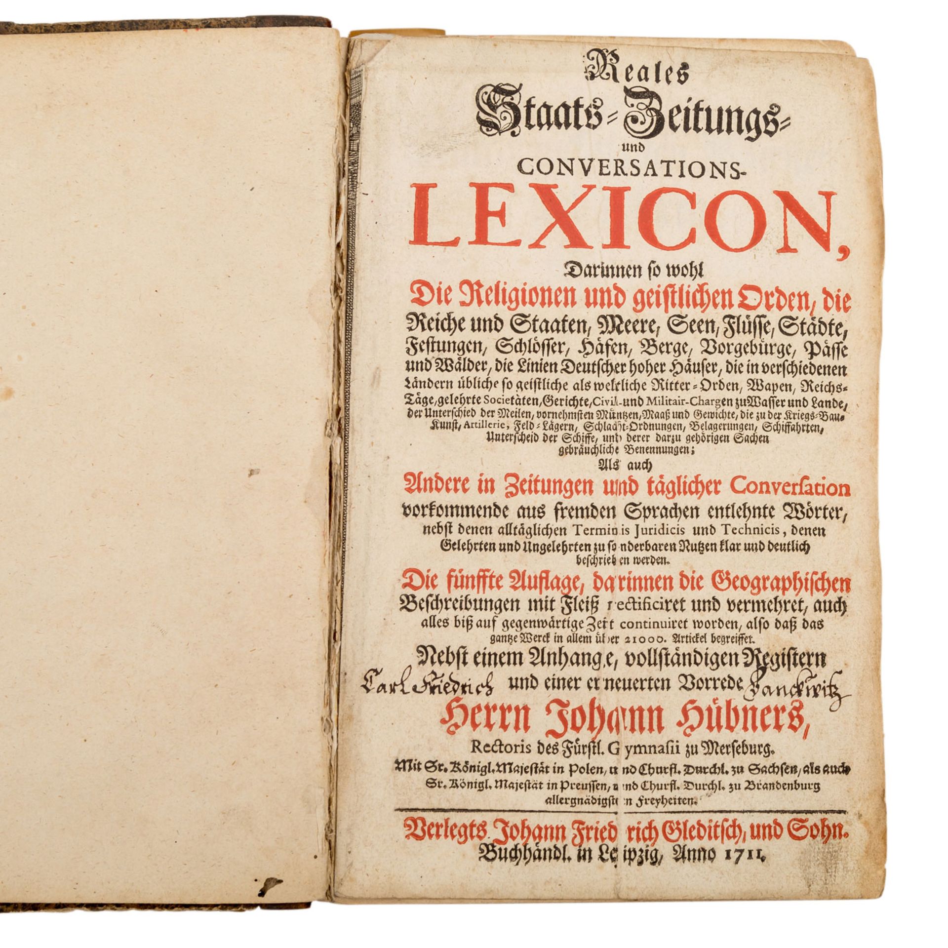 "Reales Staats-Zeitungs-und Conversations-Lexikon", Leipzig 1711 -Hist. Lexikon aus dem 18.Jh.,
