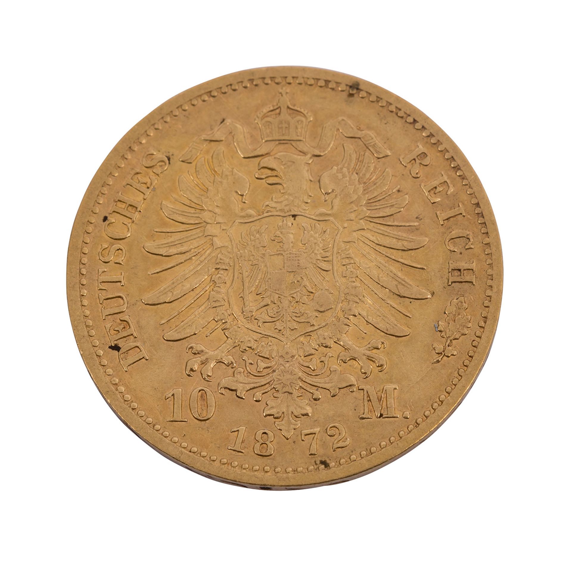 Preussen/GOLD - 10 Mark 1872 A Wilhelm I.,ca. 3,58 g fein, ssPrussia/GOLD - 10 marks 1872 A - Bild 2 aus 2