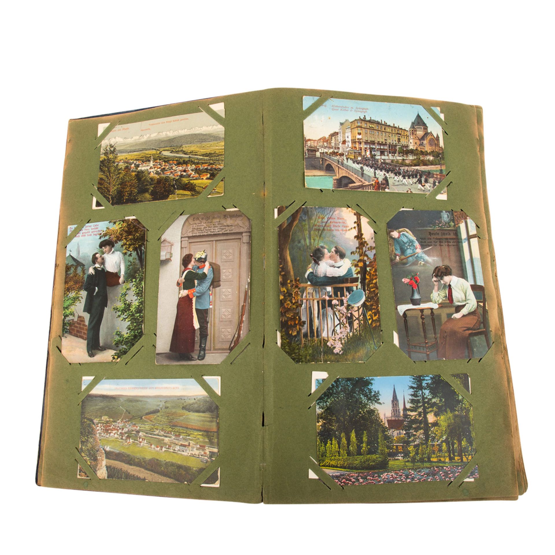 Altes Photoalbum - ca. 1910/20,um die 300 originale Postkarten, Schmachtkarten, Militär, badische - Bild 4 aus 10