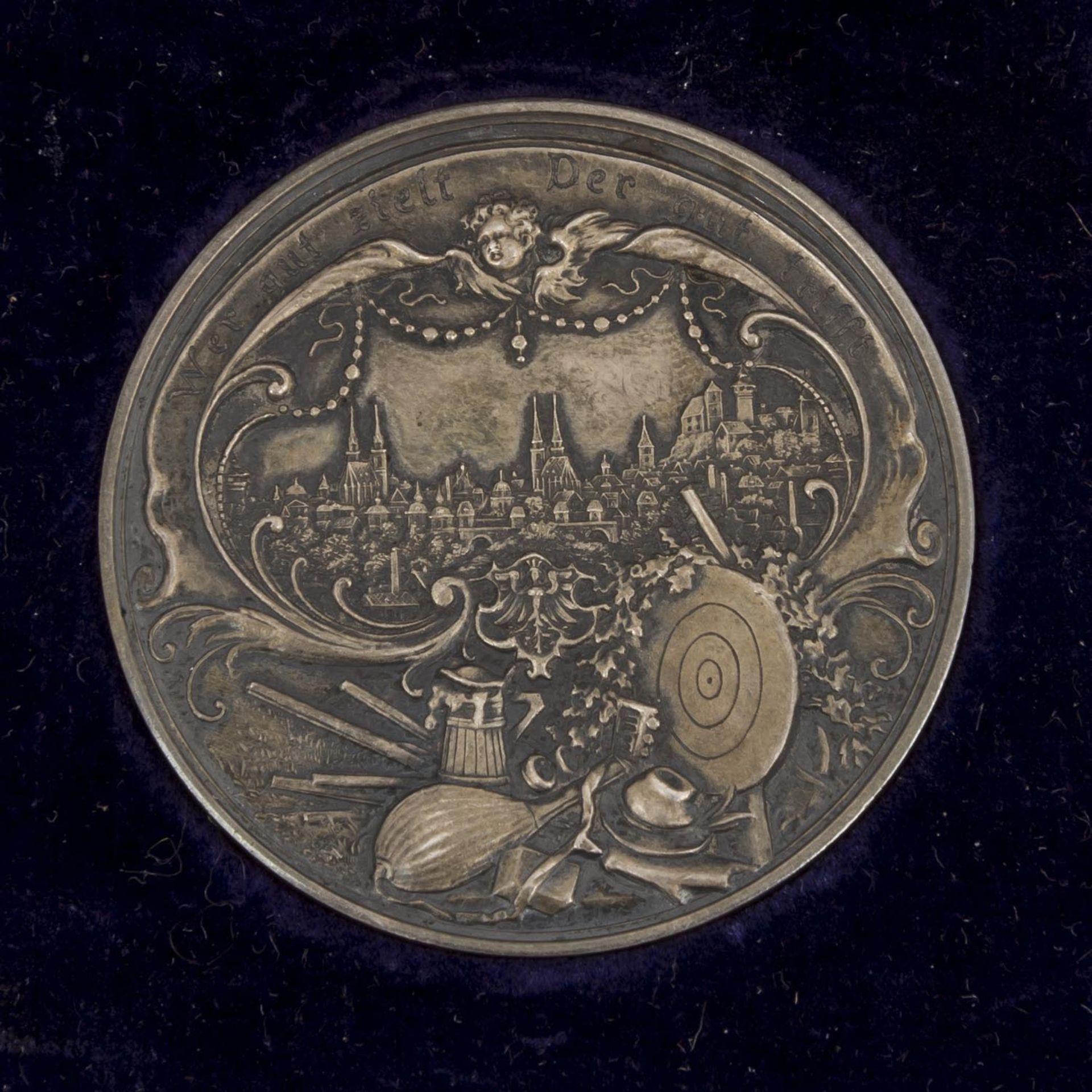 Schützenwesen - Medaille mit Originaletui XII.Deutsches Bundesschiessen Nürnberg 1897. Vz.Sooting - Bild 3 aus 3