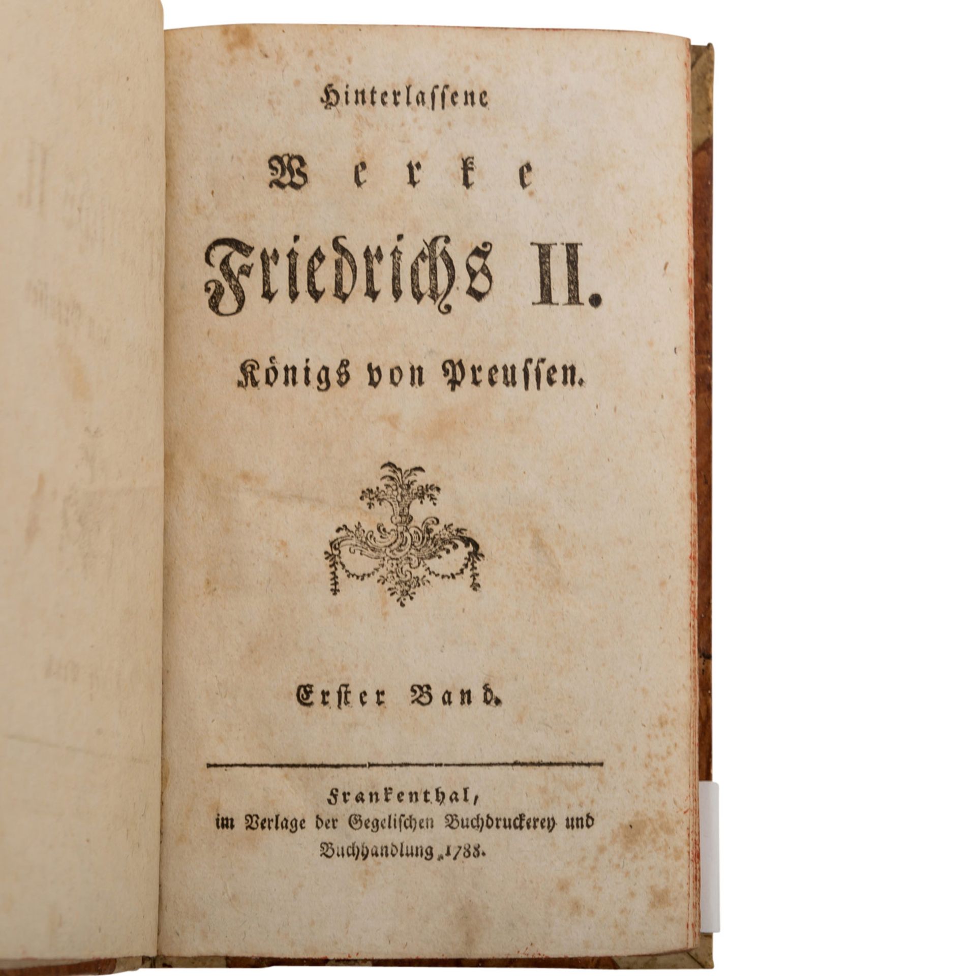 Hinterlassene Werke Friedrichs II.König von Preußen, 7 Bände (1, 5, 6, 10, 11, 13, 15), 1789, - Bild 2 aus 4