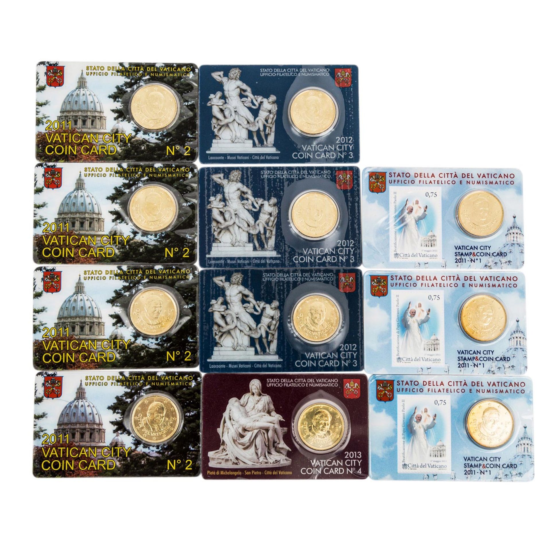 Vatican / Vatikan - 29 x Coin Card zu 50 Euro Cent,ex 2010/13, verschiedene, teils in Stückzahlen. - Bild 2 aus 2