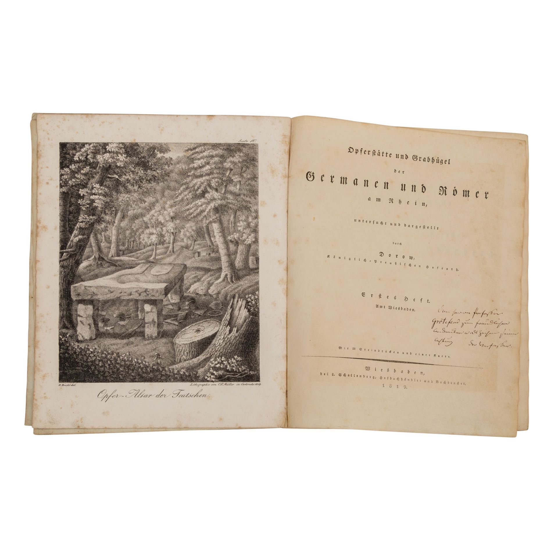 Buch von Wilhelm Dorow 1812Titel: Opferstätte und Grabhügel der Germanen und Römer am Rhein (