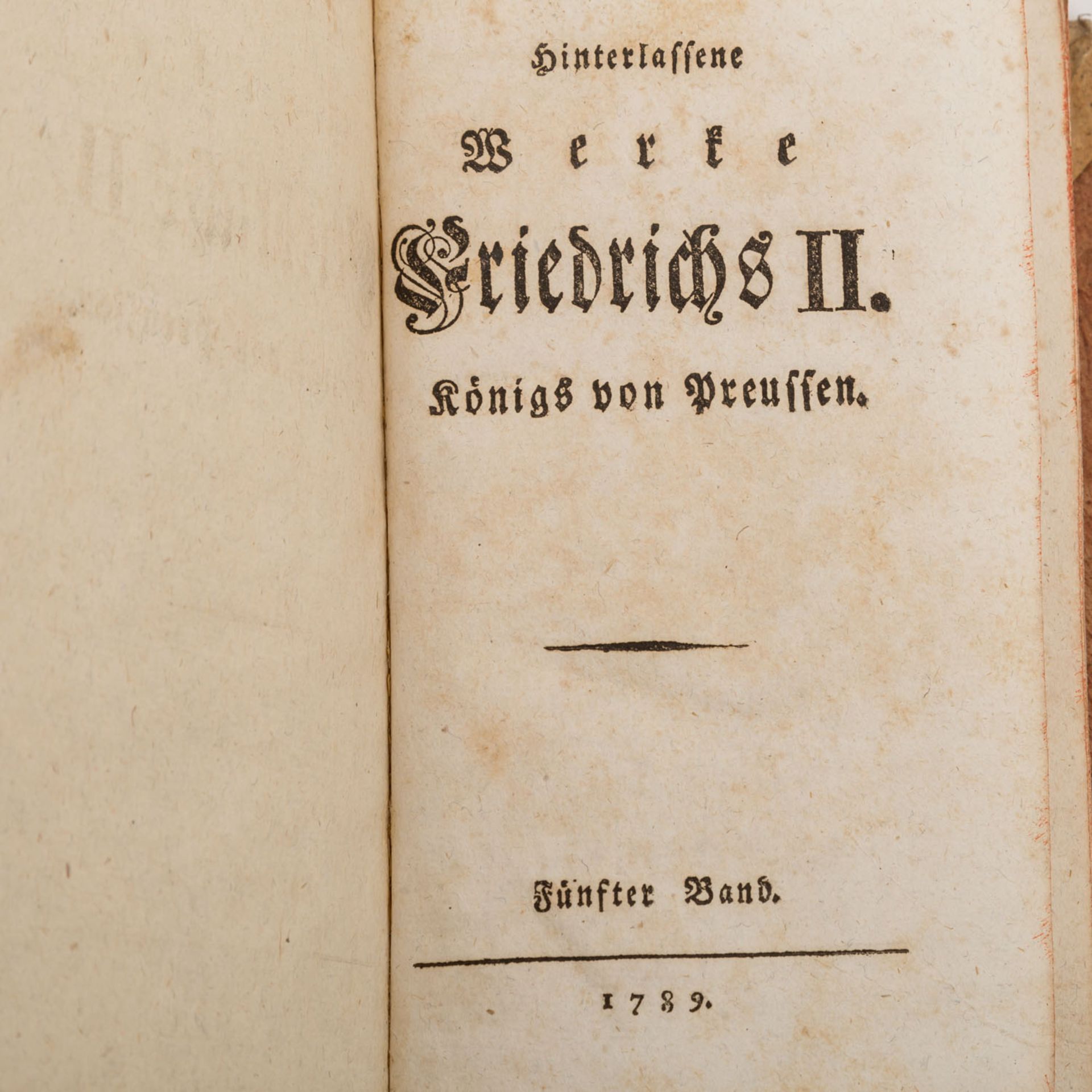 Hinterlassene Werke Friedrichs II.König von Preußen, 7 Bände (1, 5, 6, 10, 11, 13, 15), 1789, - Bild 3 aus 4