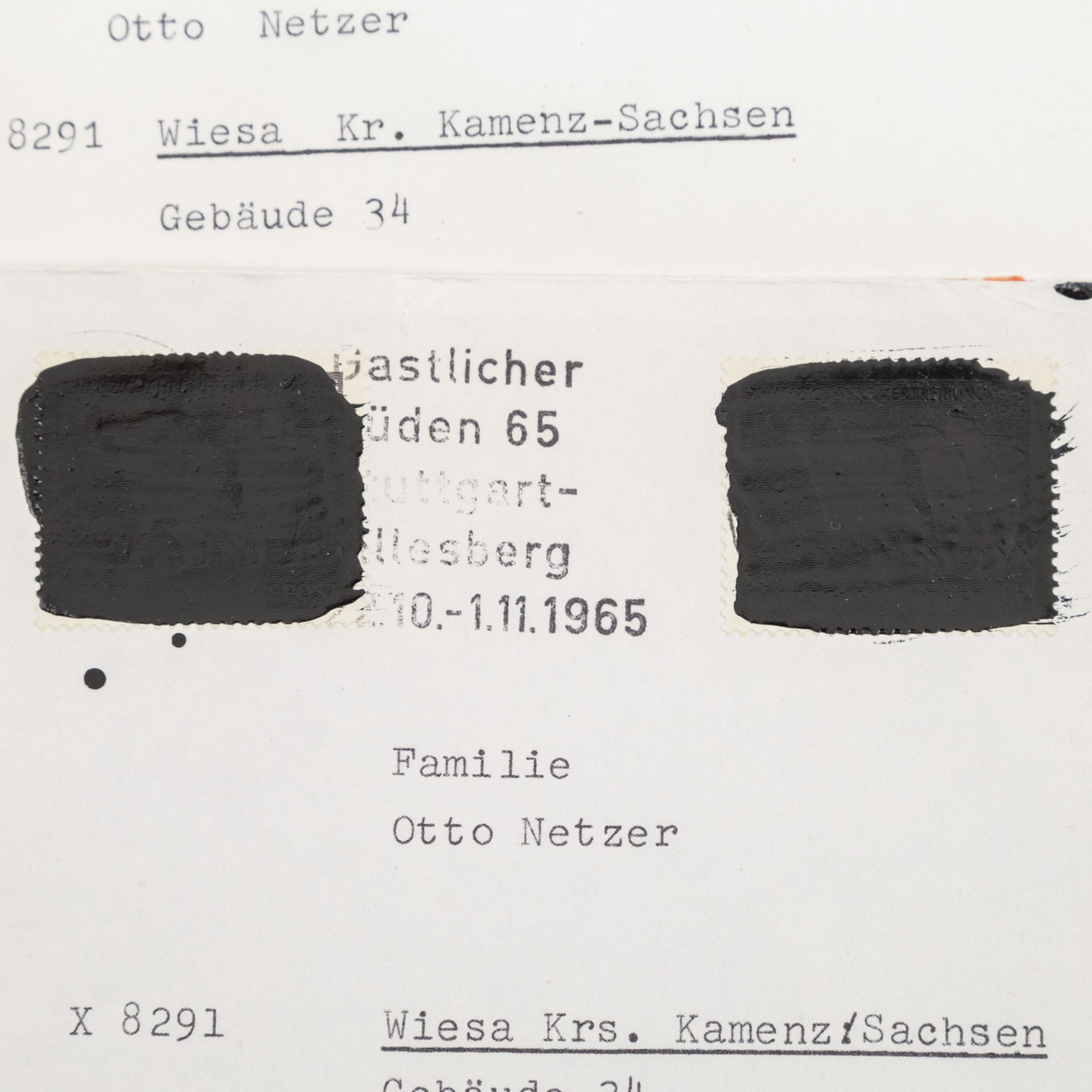 Deutsch/Deutscher Postkrieg, 1965,5 Briefe mit sogenannten sächsischen Schwärzungen, je auf der - Bild 5 aus 5