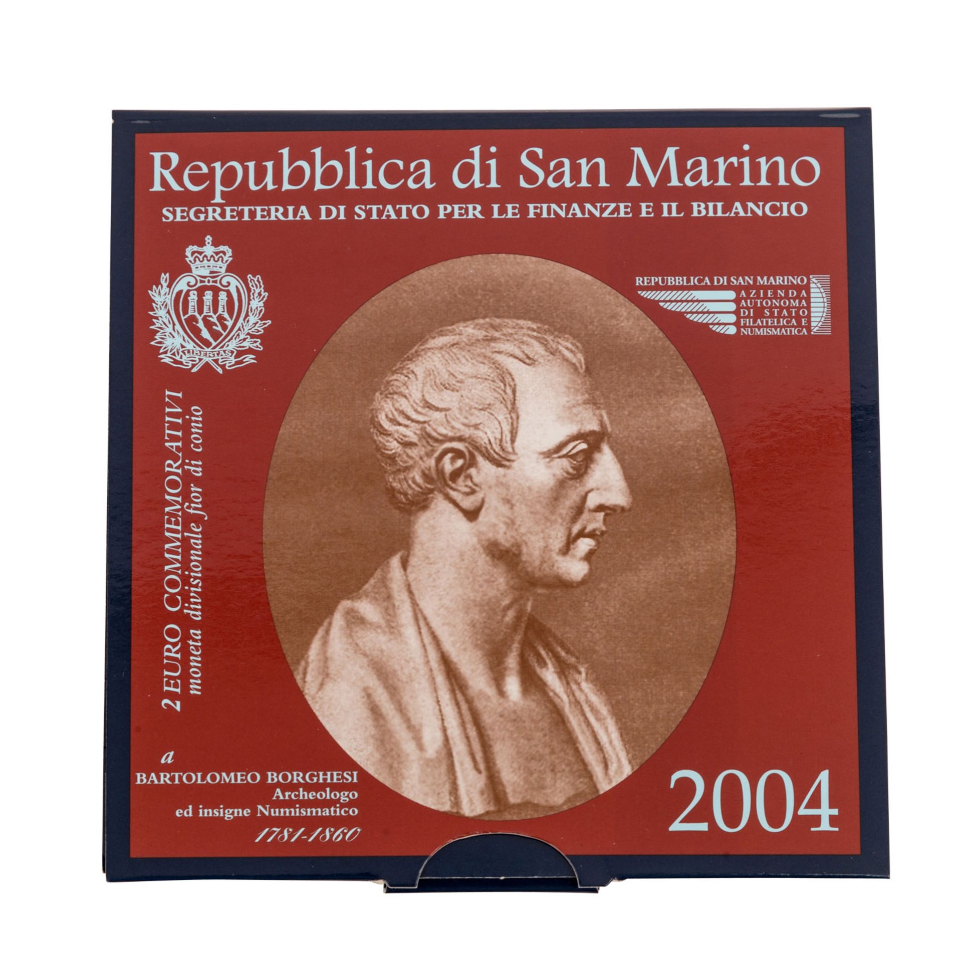 SAN MARINO 2€ MünzeSondergedenkmünze 2004, Bartolomeo Borghesi, im Original-Blister, stgl. SAN - Bild 3 aus 3