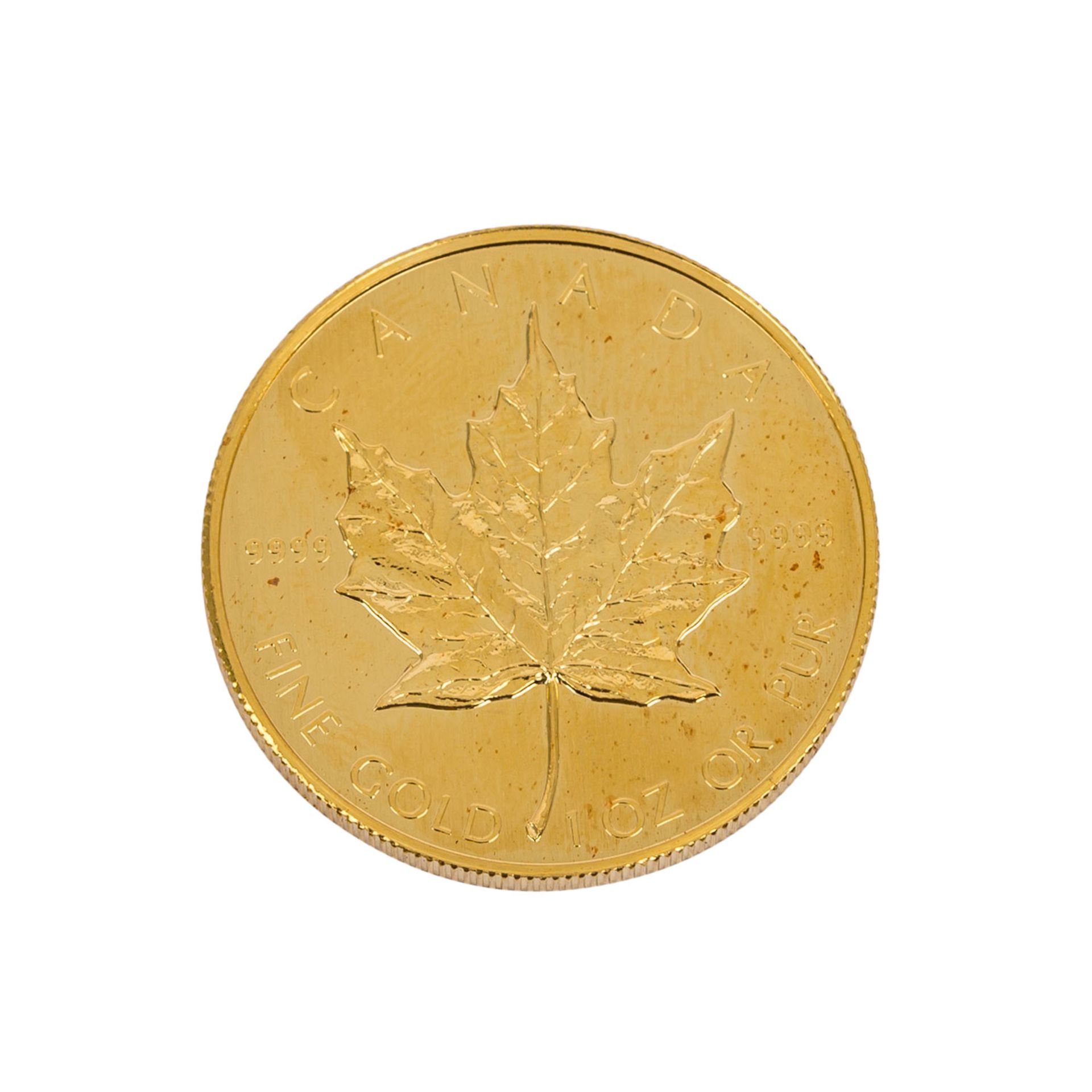 Kanada Gold - 50 Dollars 1988,1 Unze fein, minimale Prägeschwäche und Fingerabdruck.Canada Gold - 50