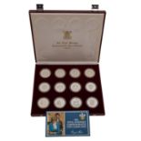 The Royal Marriage Commemorative Coin Collection 1981,12 x ca. 28,28 Gramm, Sterling Silber, ca. 314