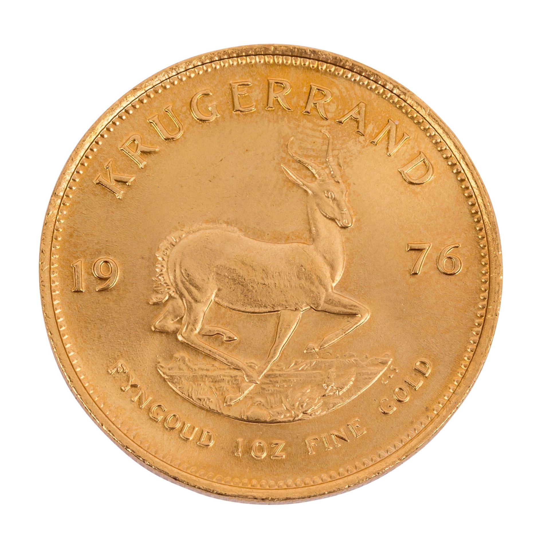 Südafrika - Krügerrand Jahgang 1976,1 Unze Gold fein, prfr. mit kleinen Randkerben.South Africa - - Bild 2 aus 2