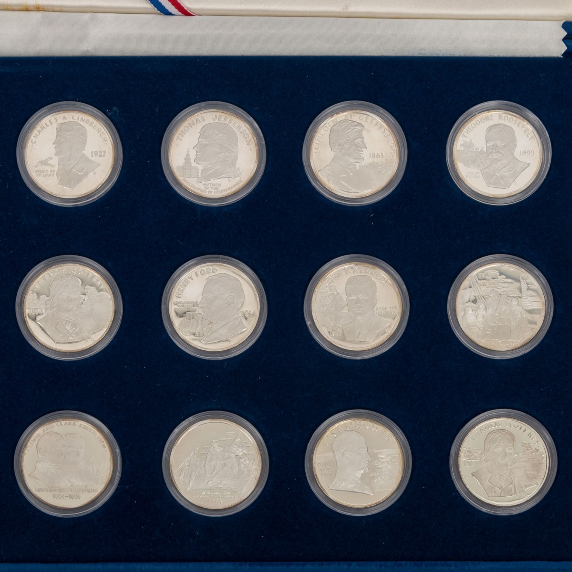 USA / SIlber - 26 Medaillen Sterling Silber und 1 US Dollar 1991,gesamt ca. 640 Gramm fein, proof, - Bild 5 aus 5