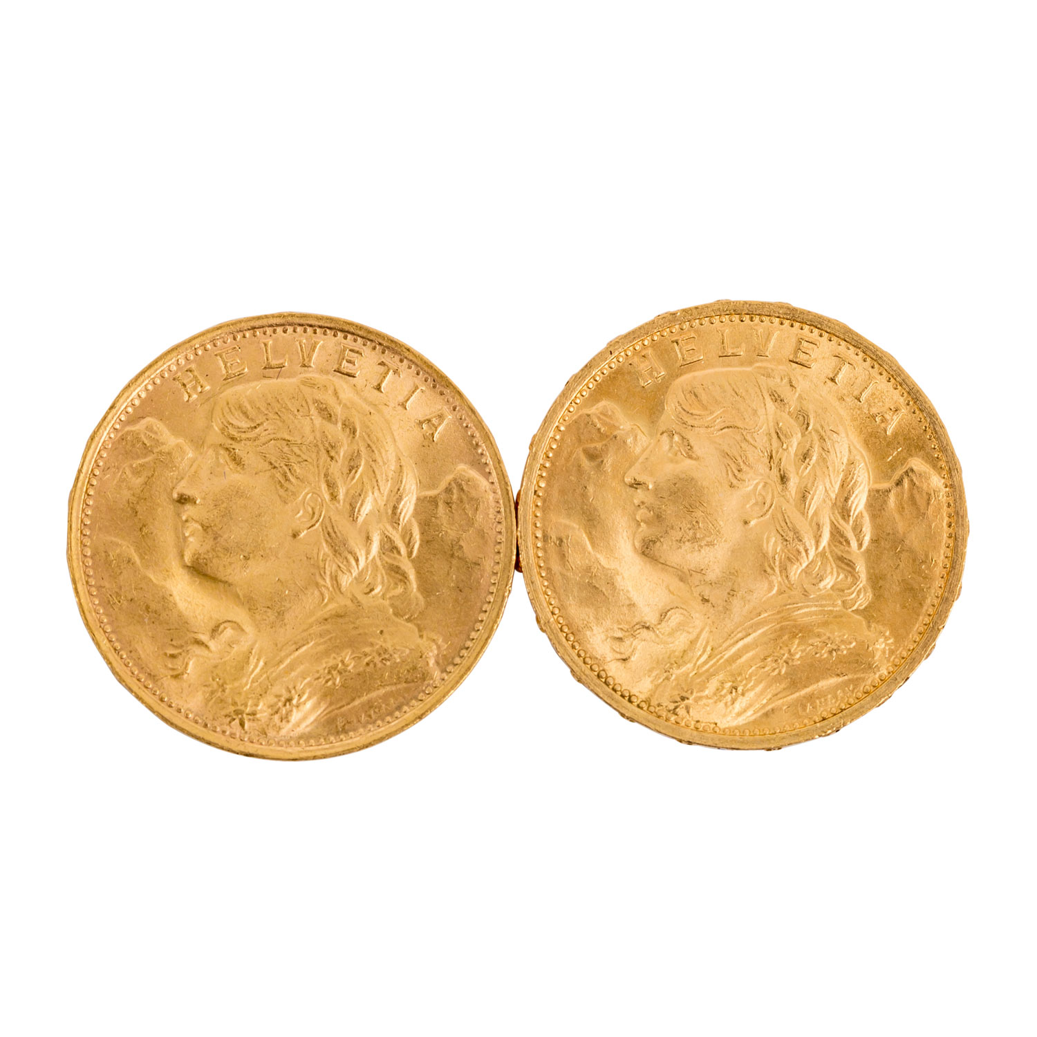 Schweiz / Gold - 2 x 20 Franken Vreneli, 1900/B + 1935/B,ca. 11,6 Gramm fein, beide gutes ss. - Image 2 of 2