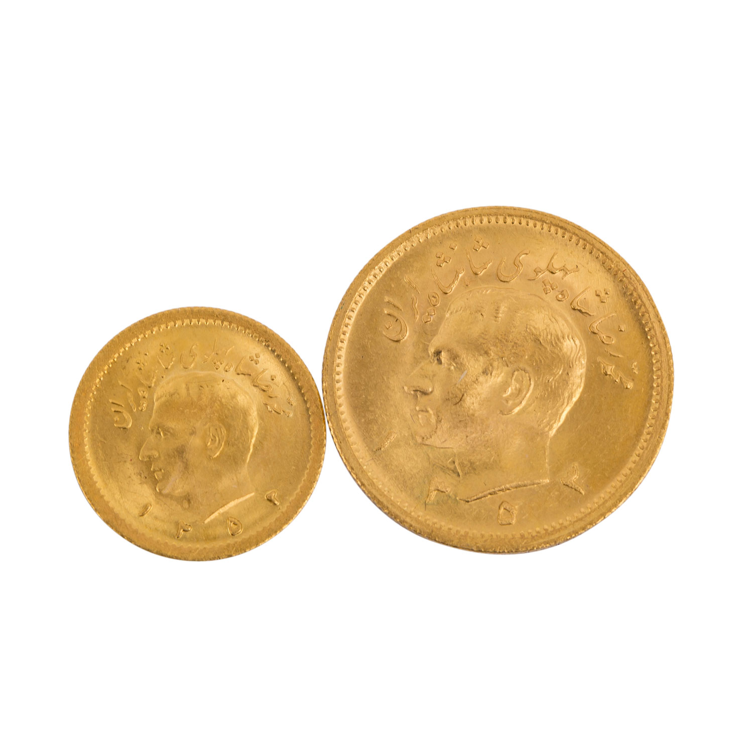 Persien / Gold - 1 Pahlavi + 1/4 Pahlavi,gesamt ca. 9,1 Gramm fein.Persien / Gold - 1 Pahlavi + 1/