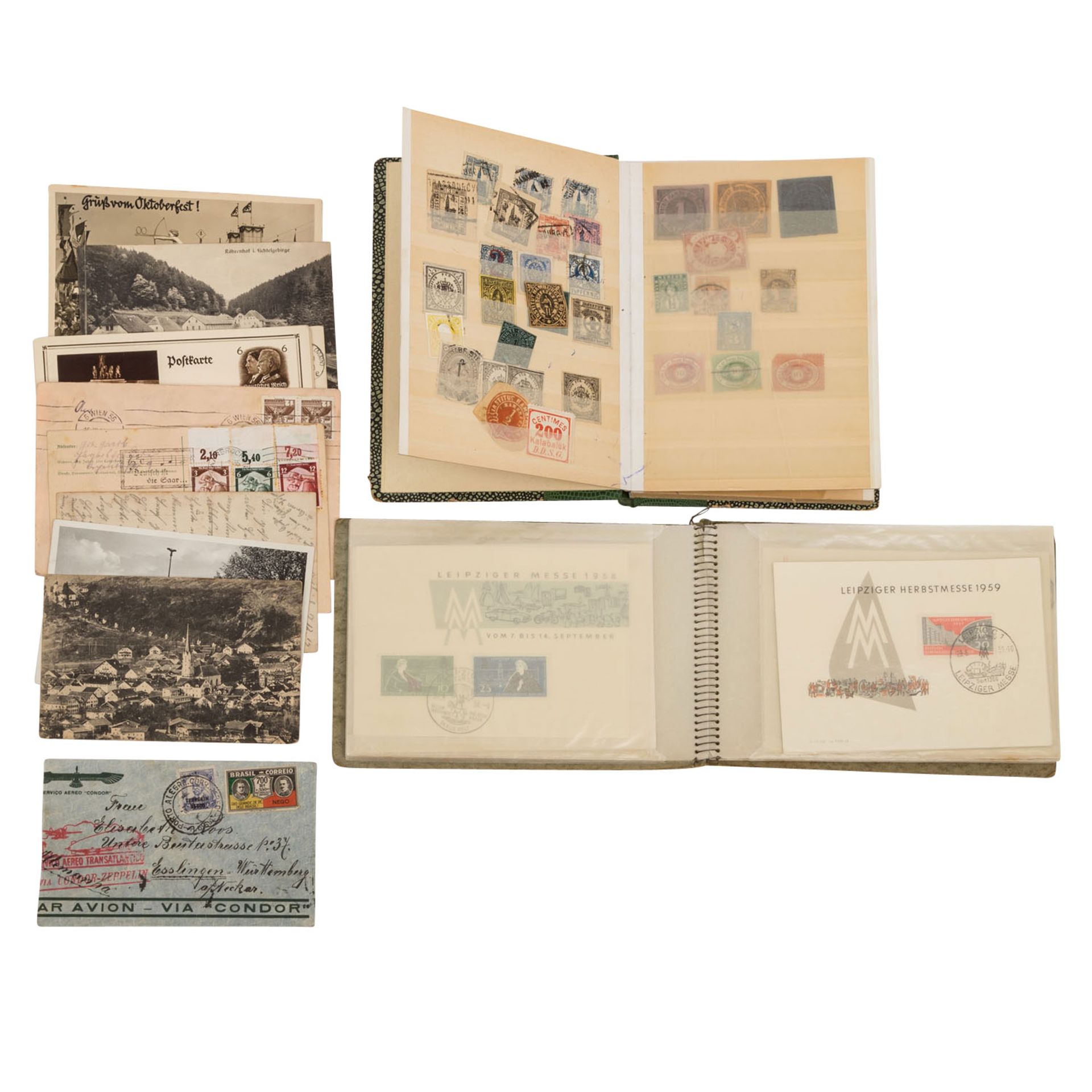 Kleine Fundgrube mit Zeppelin Beleg,Briefe, Karten, Marken, bitte ansehen.A small treasure trove