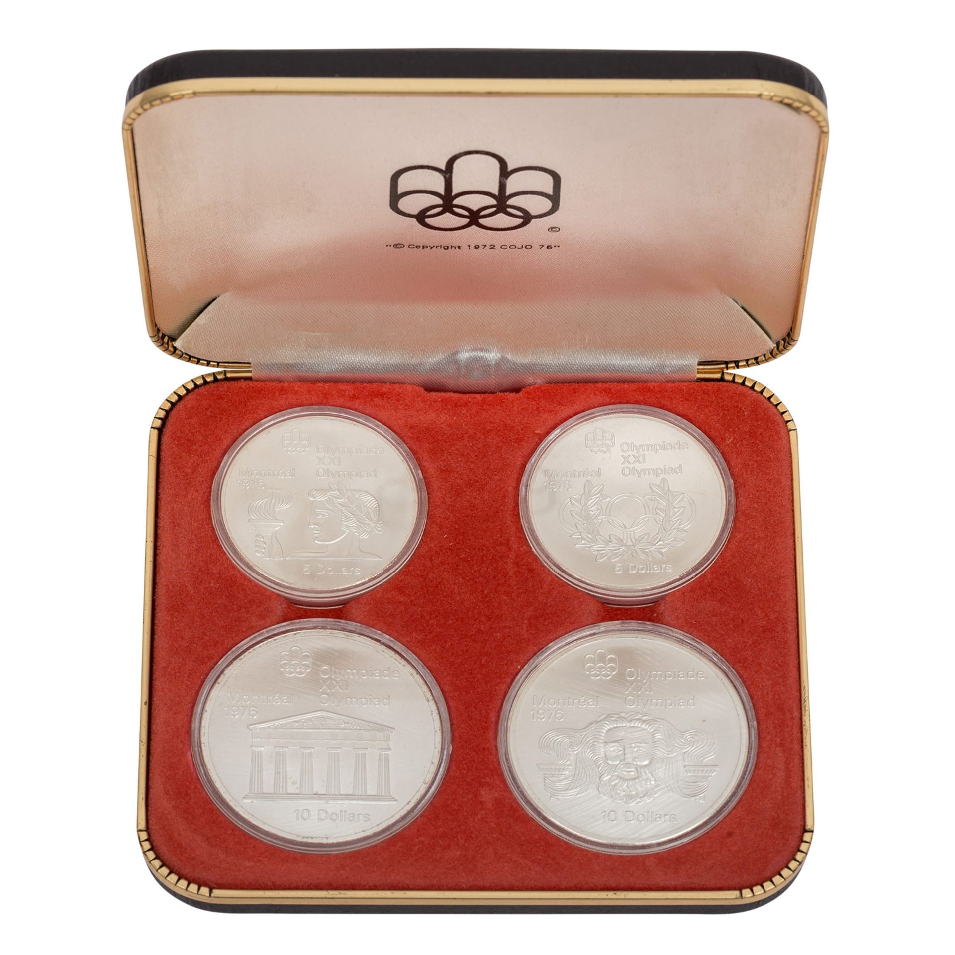 Kanada/SILBER - Set mit 2 x 10 und 2 x 5 DollarsOlympia Montreal 1976, Etui, st, verkapseltCanada/