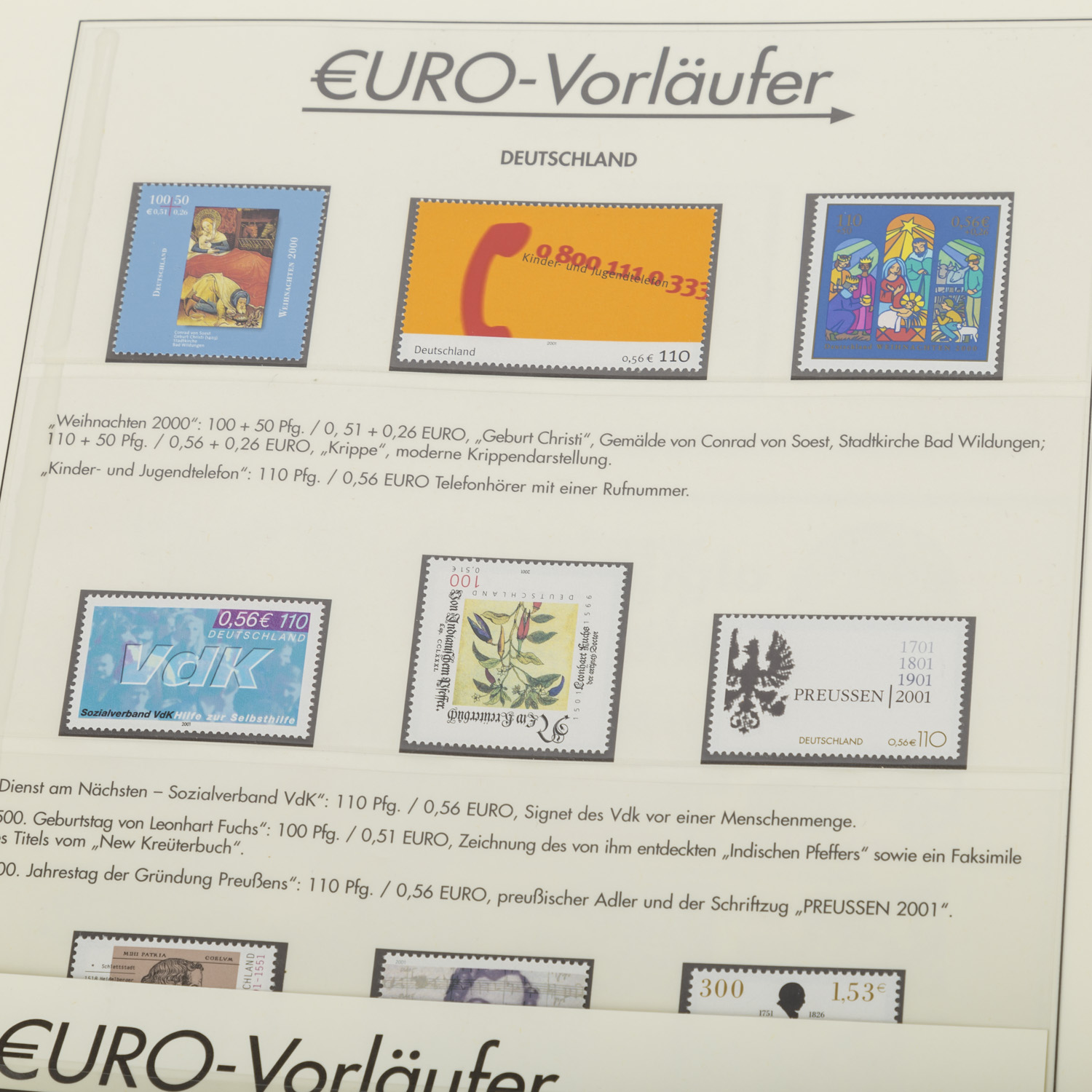 Sammlung der ersten Euro Marken,auf Vordruckseiten, mit den ersten Euro Marken der verschiedenen - Image 10 of 11