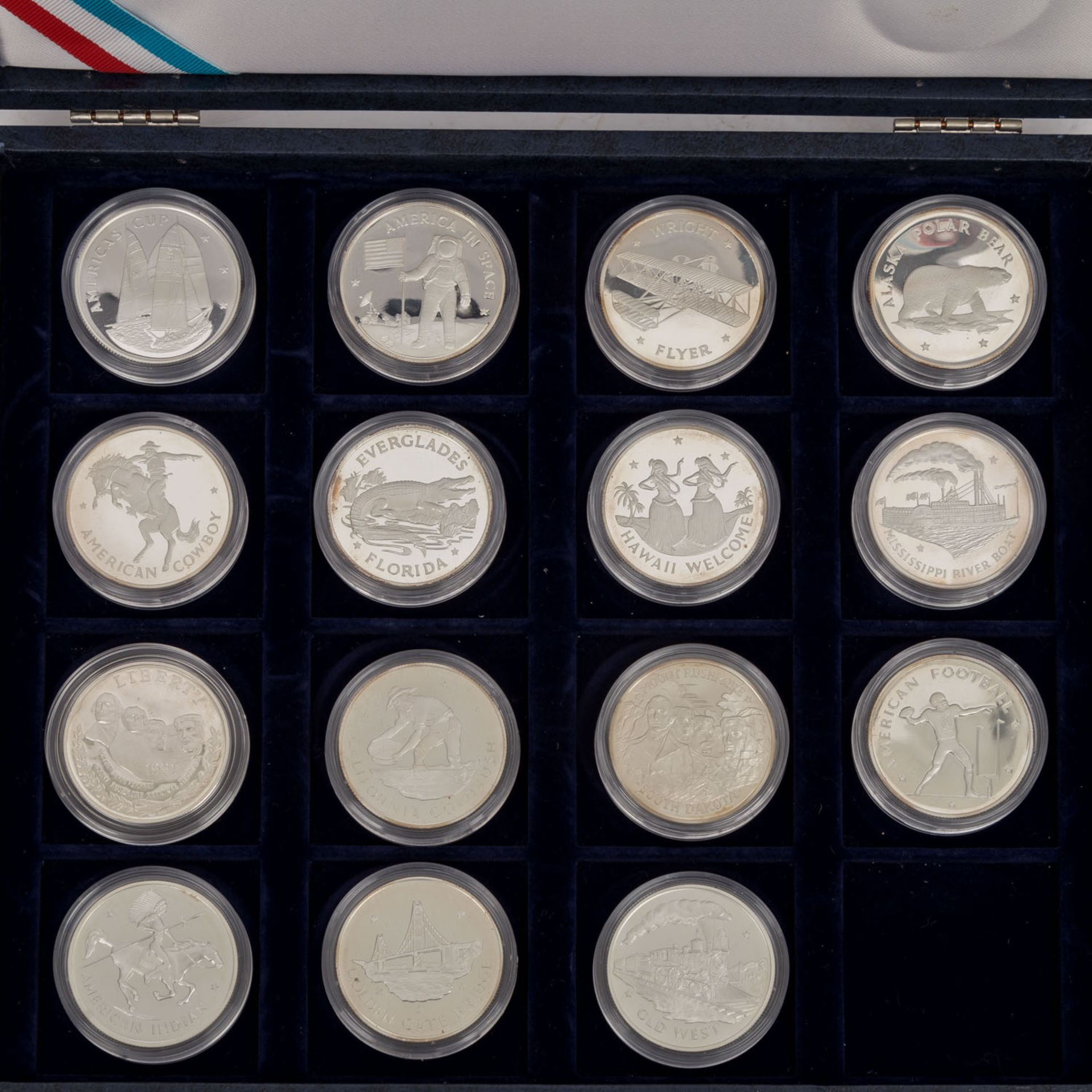 USA / SIlber - 26 Medaillen Sterling Silber und 1 US Dollar 1991,gesamt ca. 640 Gramm fein, proof, - Bild 3 aus 5