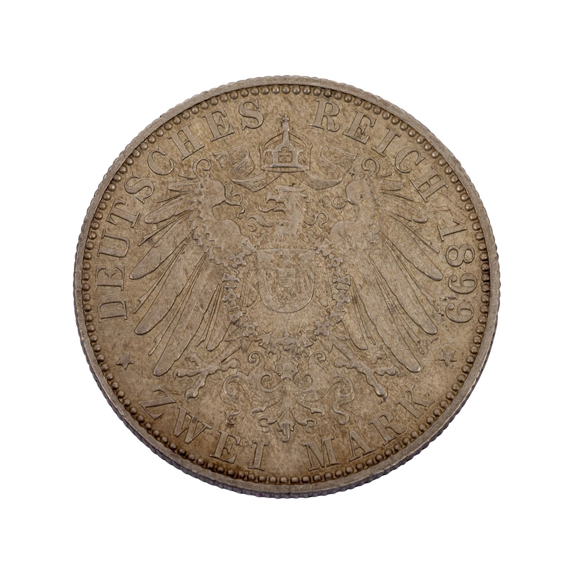 Reuß ältere Linie - 2 Mark 1899/A, Heinrich XXII., vz./stgl, - Bild 2 aus 2