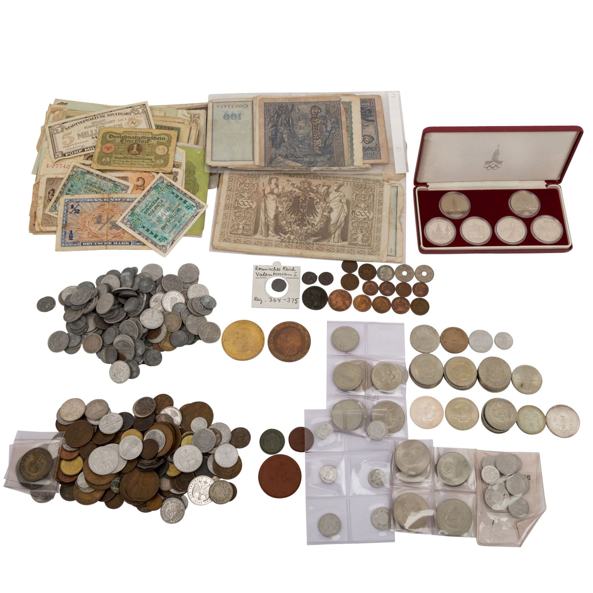 Gemischtes Lot mit Notgeld und historischen Kleinmünzen,