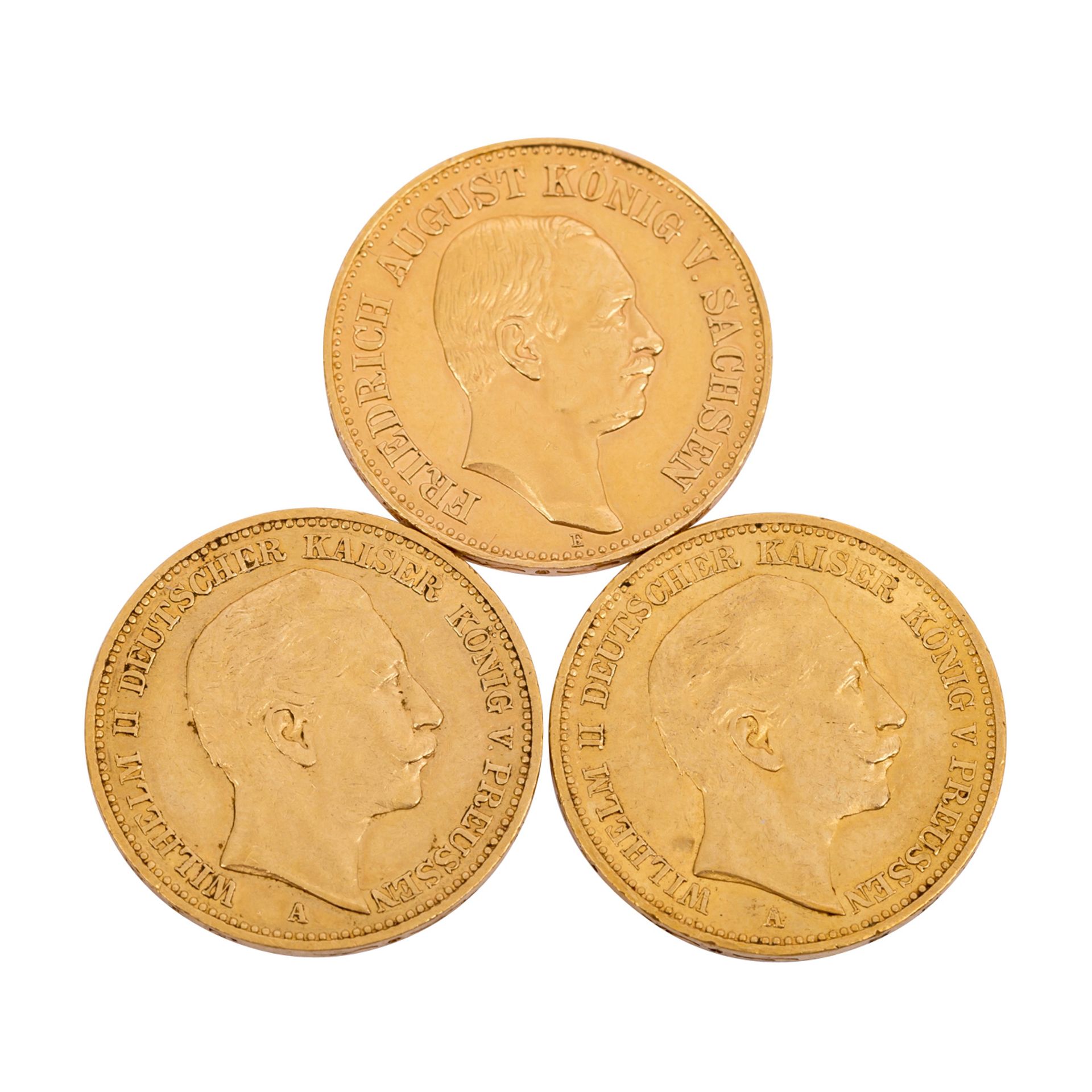 Lot - Dt. Kaisereich GOLDPreussen, Wilhelm II, 20 Mark, 1896/A, ss-vz, 20 Mark, 1901/A, ss-vz;